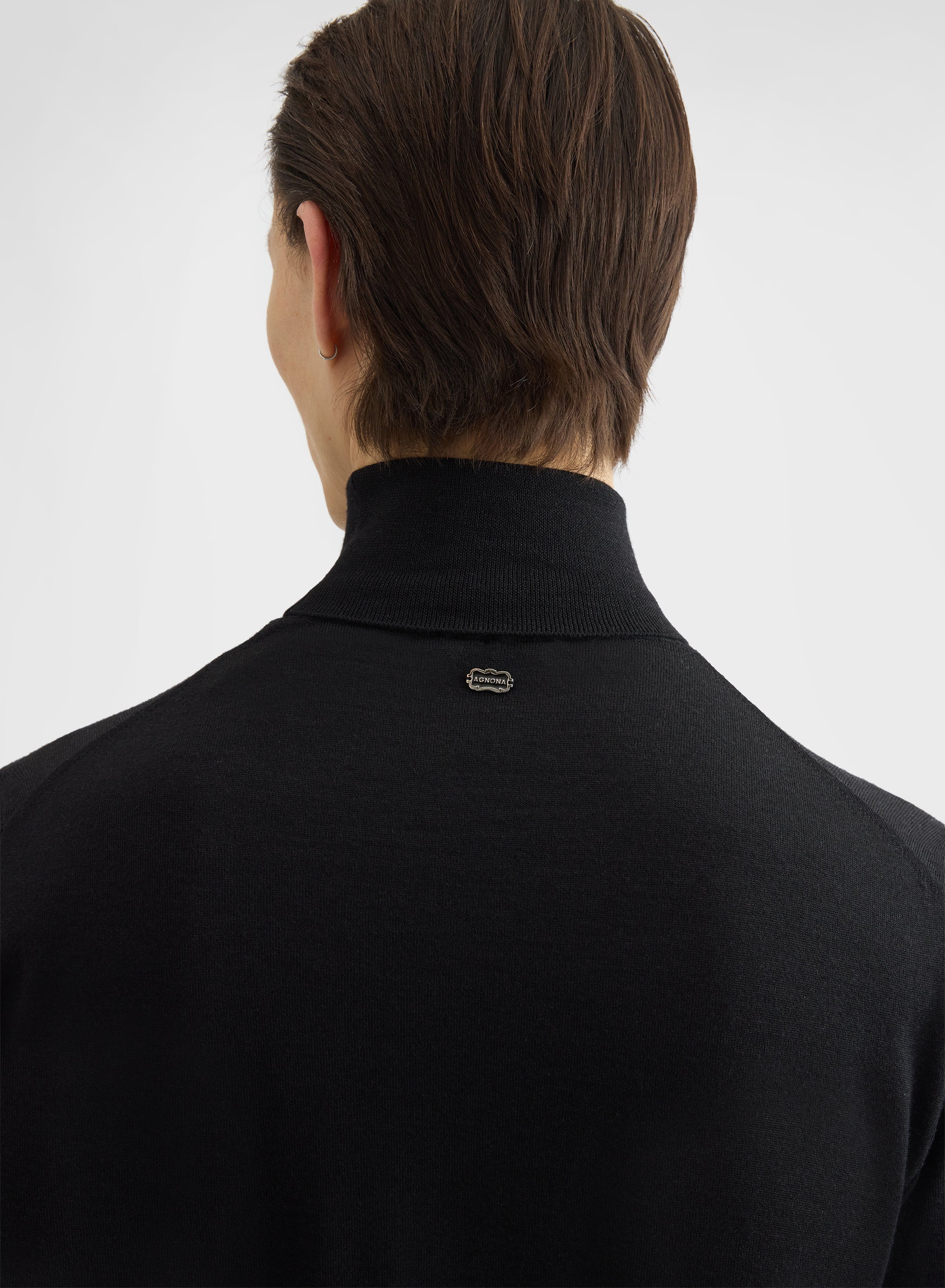FINE WOOL SILK CASHMERE TURTLENECK BLACK