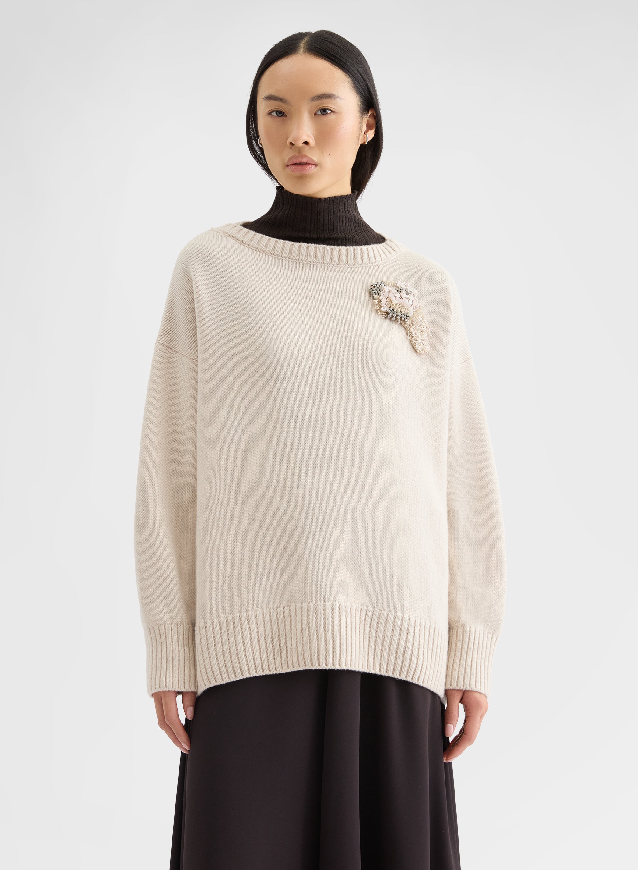 BOAT NECK SWEATER CASHMERE GREIGE