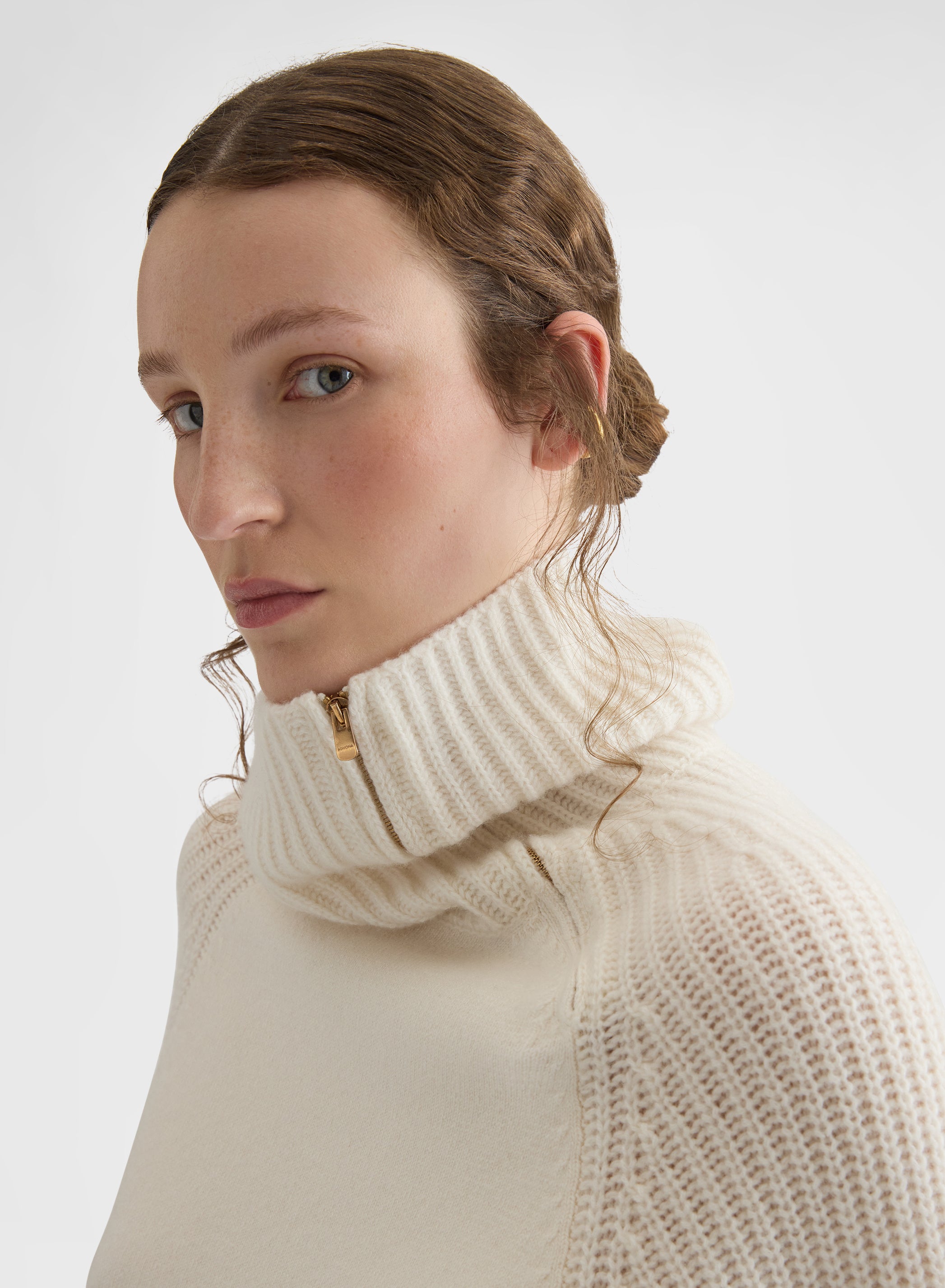 CASHMERE HIGH NECK SWEATER WHITE