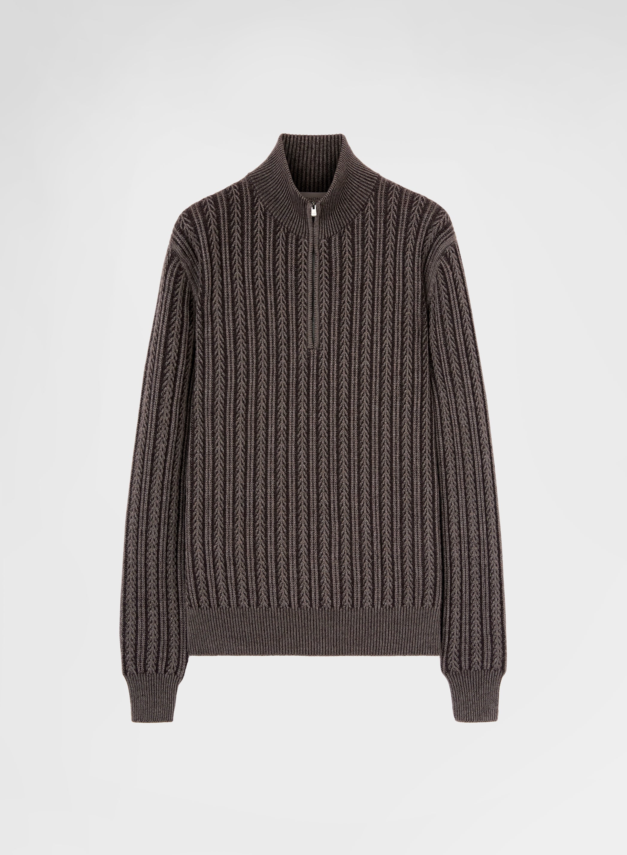 CASHMERE WOOL SILK CABLE HIGH NECK SWEATER