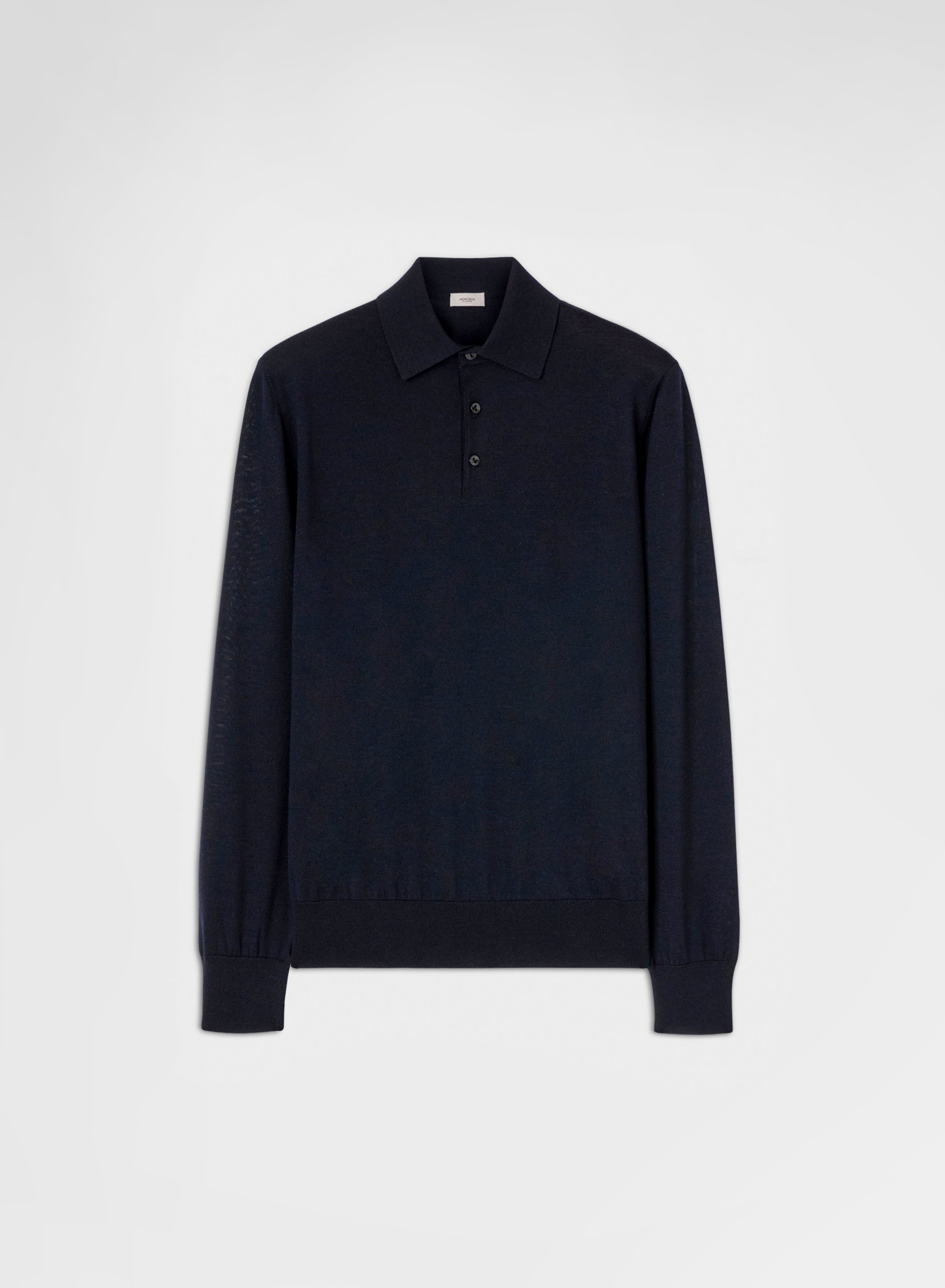 FINE WOOL SILK CASHMERE LONG SLEEVE POLO NIGHT