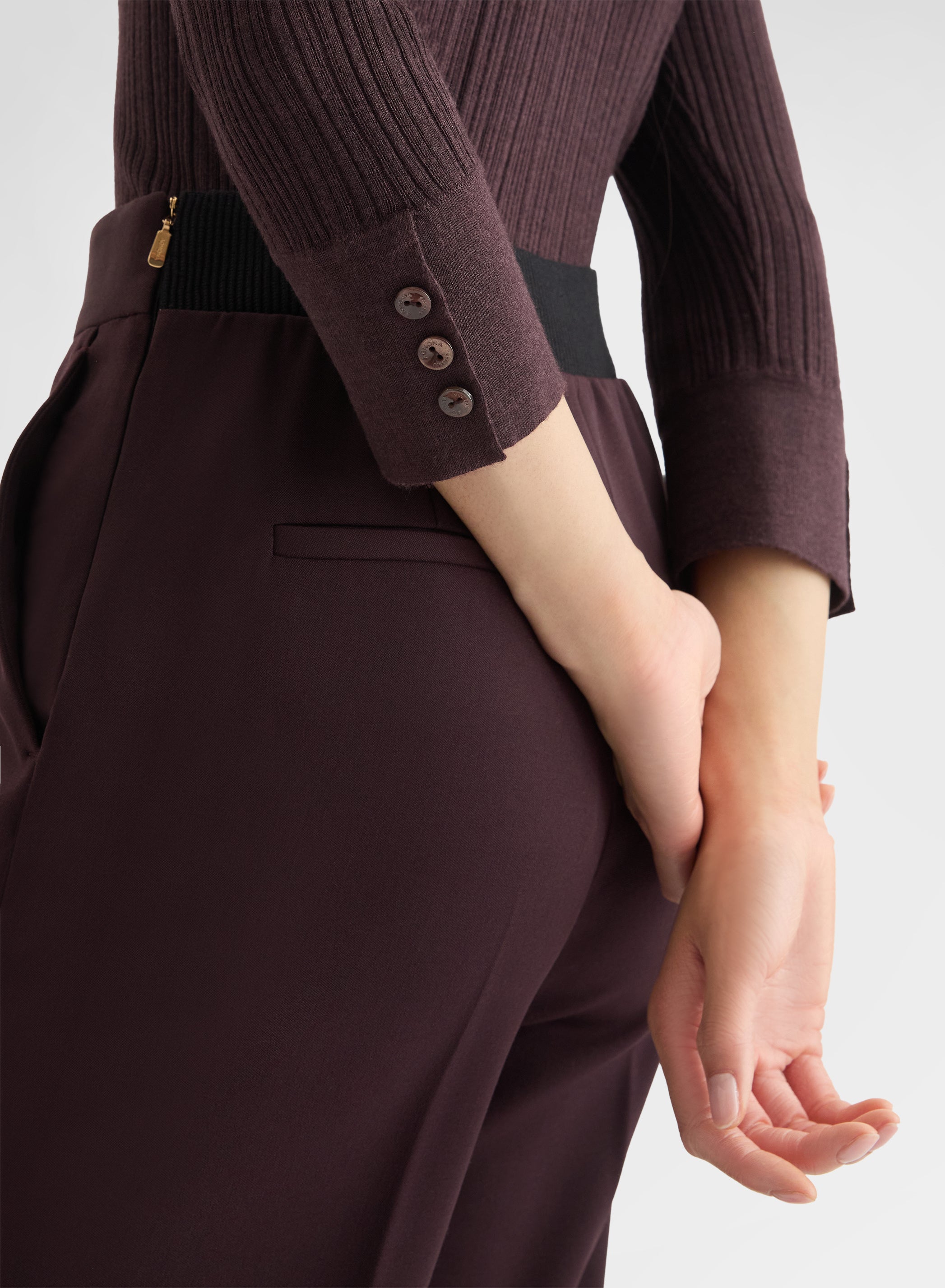 CASHMERE WOOL SILK CORTECCIA STITCH POLO BURGUNDY