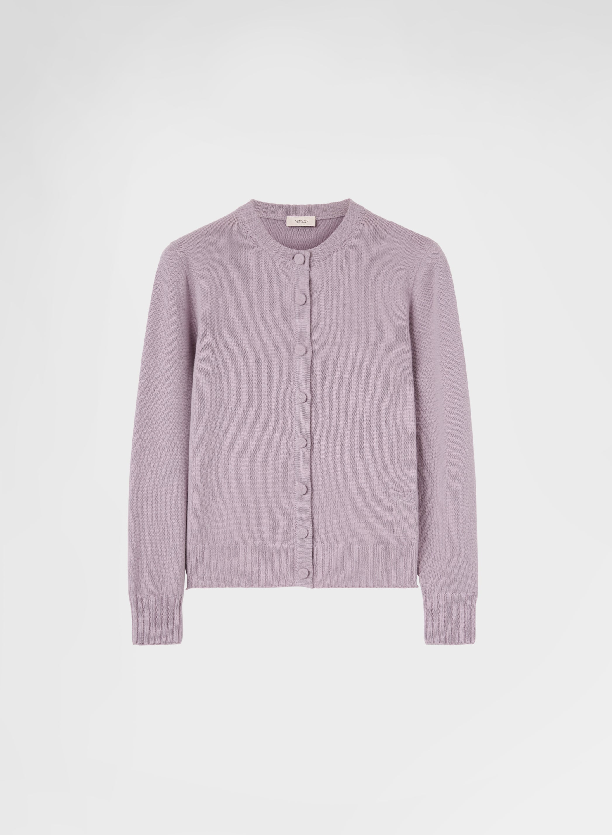 LIPSTICK CREWNECK CARDIGAN CASHMERE MAUVE