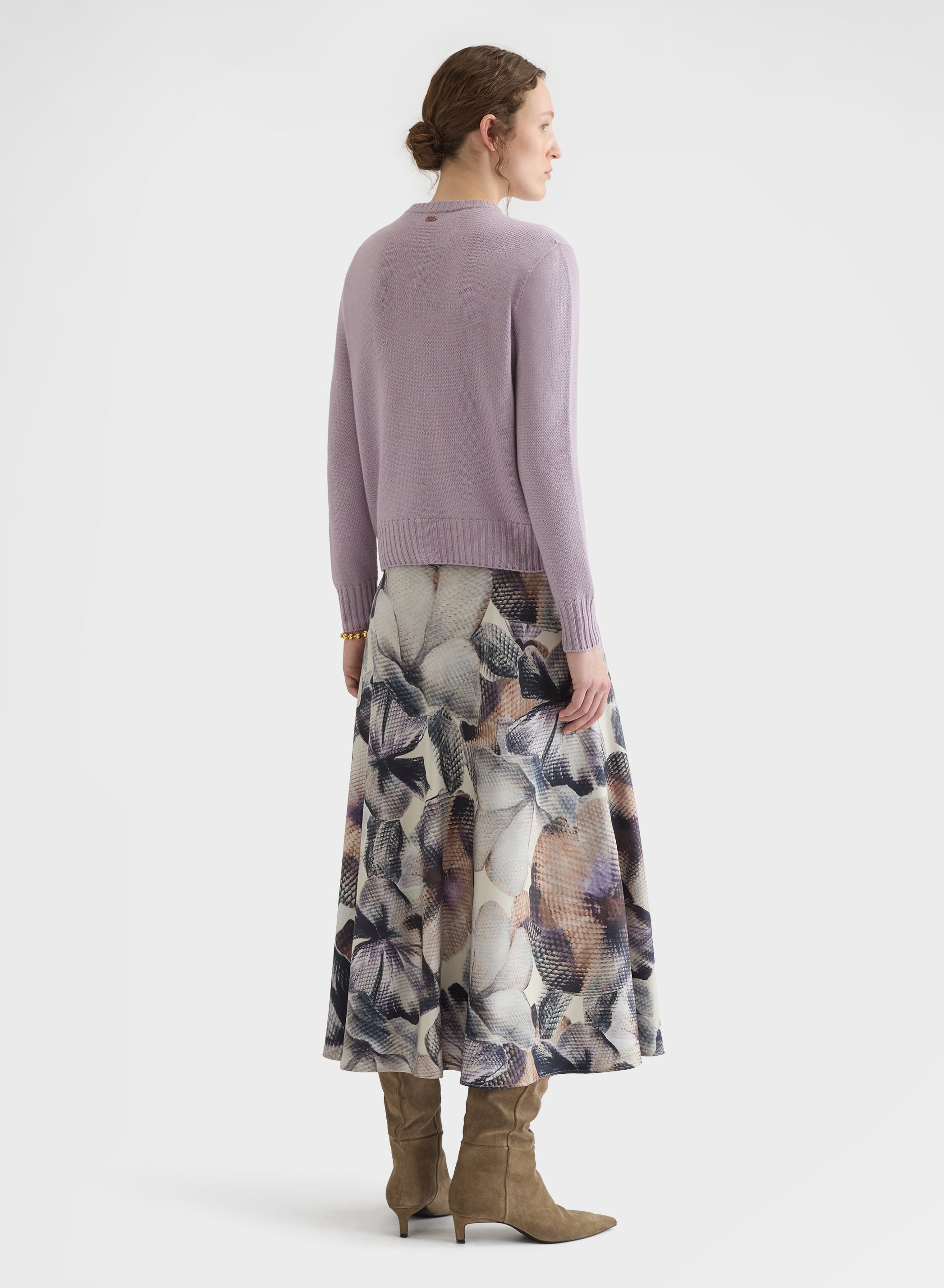 LIPSTICK CREWNECK CARDIGAN CASHMERE MAUVE