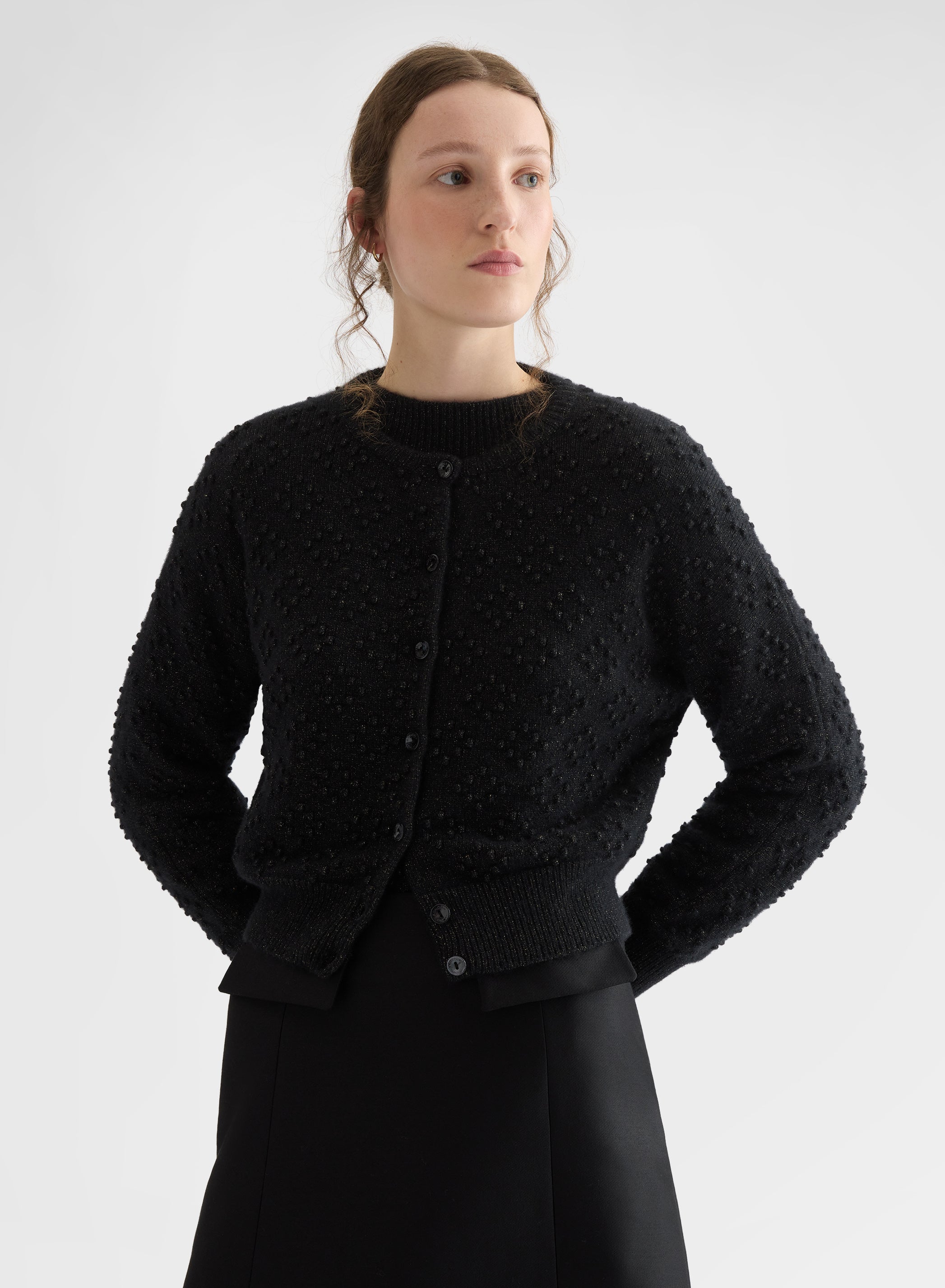 BRIGHT CASHMERE MULTI DOTS KIMONO CARDIGAN BLACK