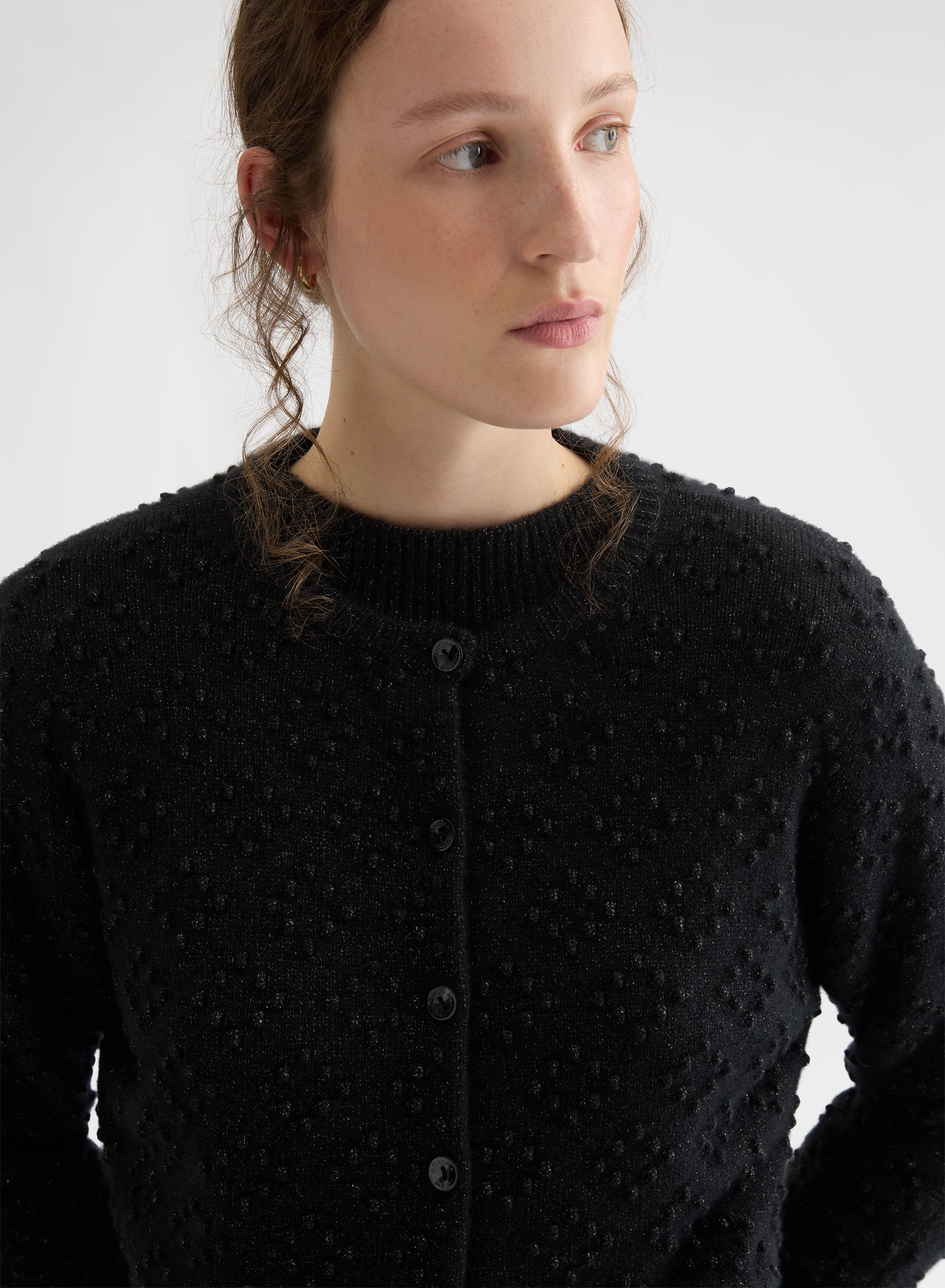 BRIGHT CASHMERE MULTI DOTS KIMONO CARDIGAN BLACK