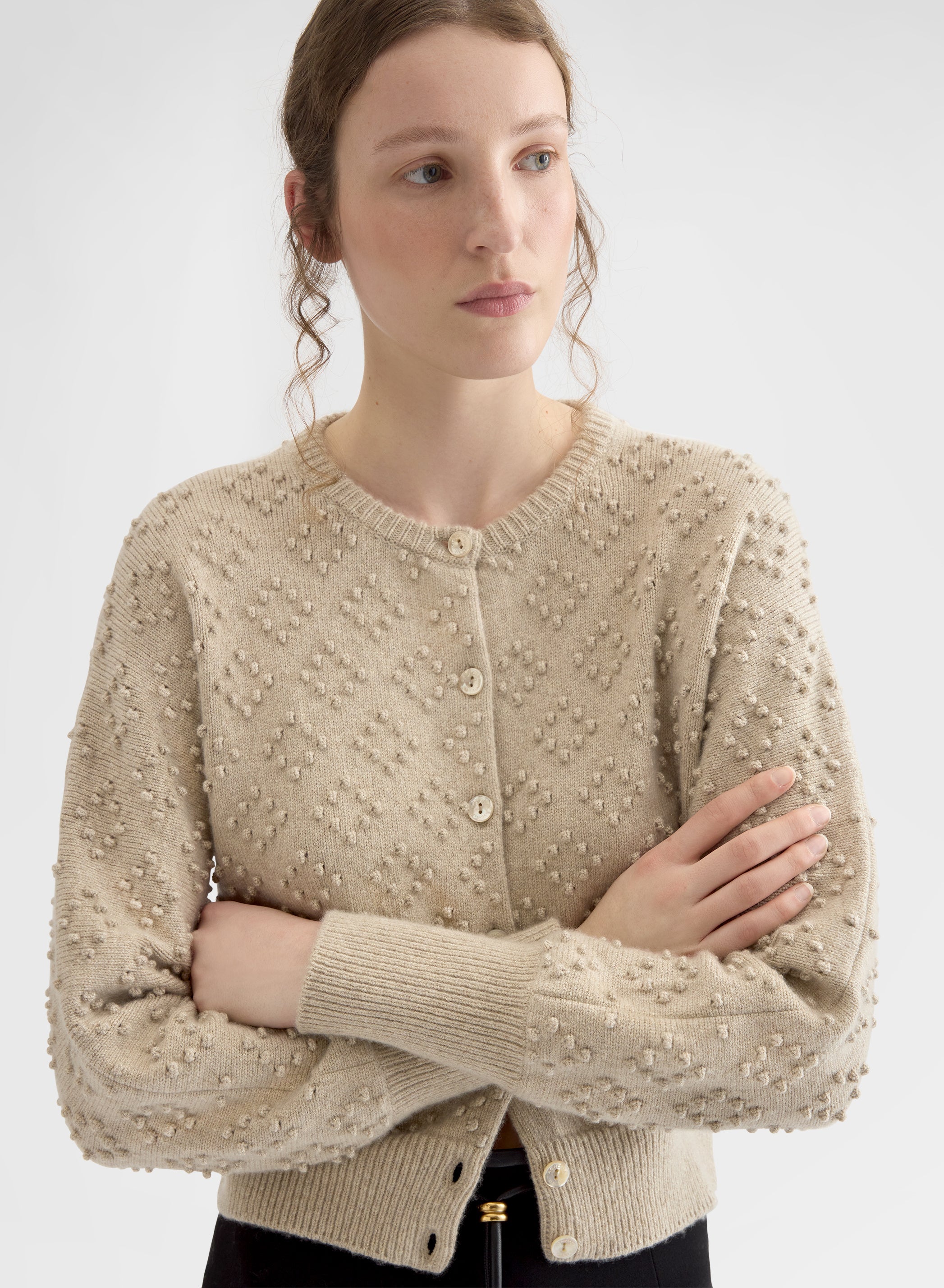 BRIGHT CASHMERE MULTI DOTS KIMONO CARDIGAN SNOW