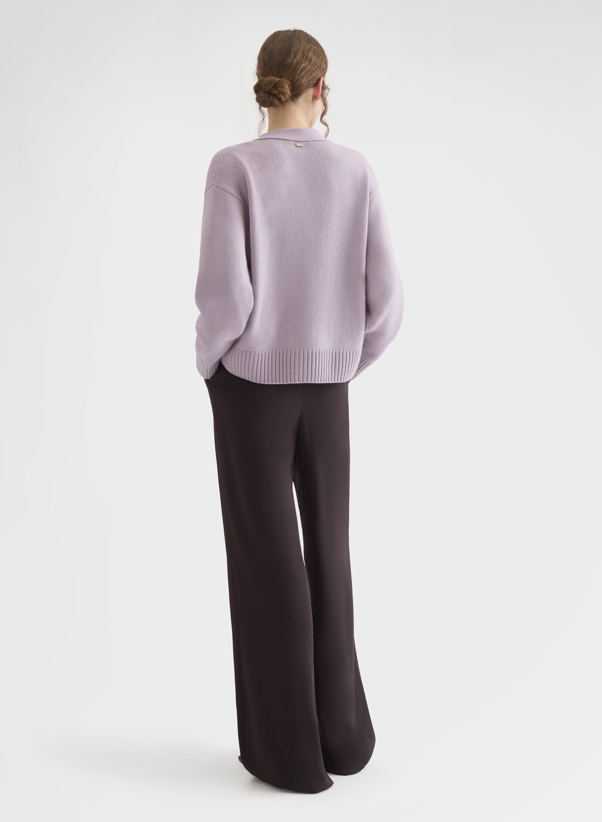 CASHMERE PLAIN KNIT V-NECK CARDIGAN MAUVE