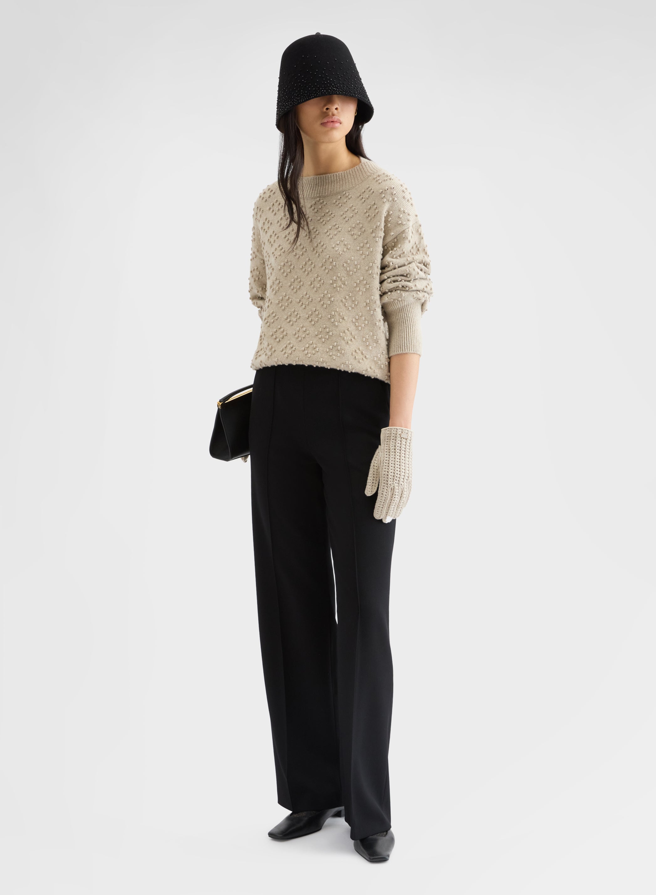 BRIGHT CASHMERE MULTI DOTS BOAT NECK SWEATER SNOW