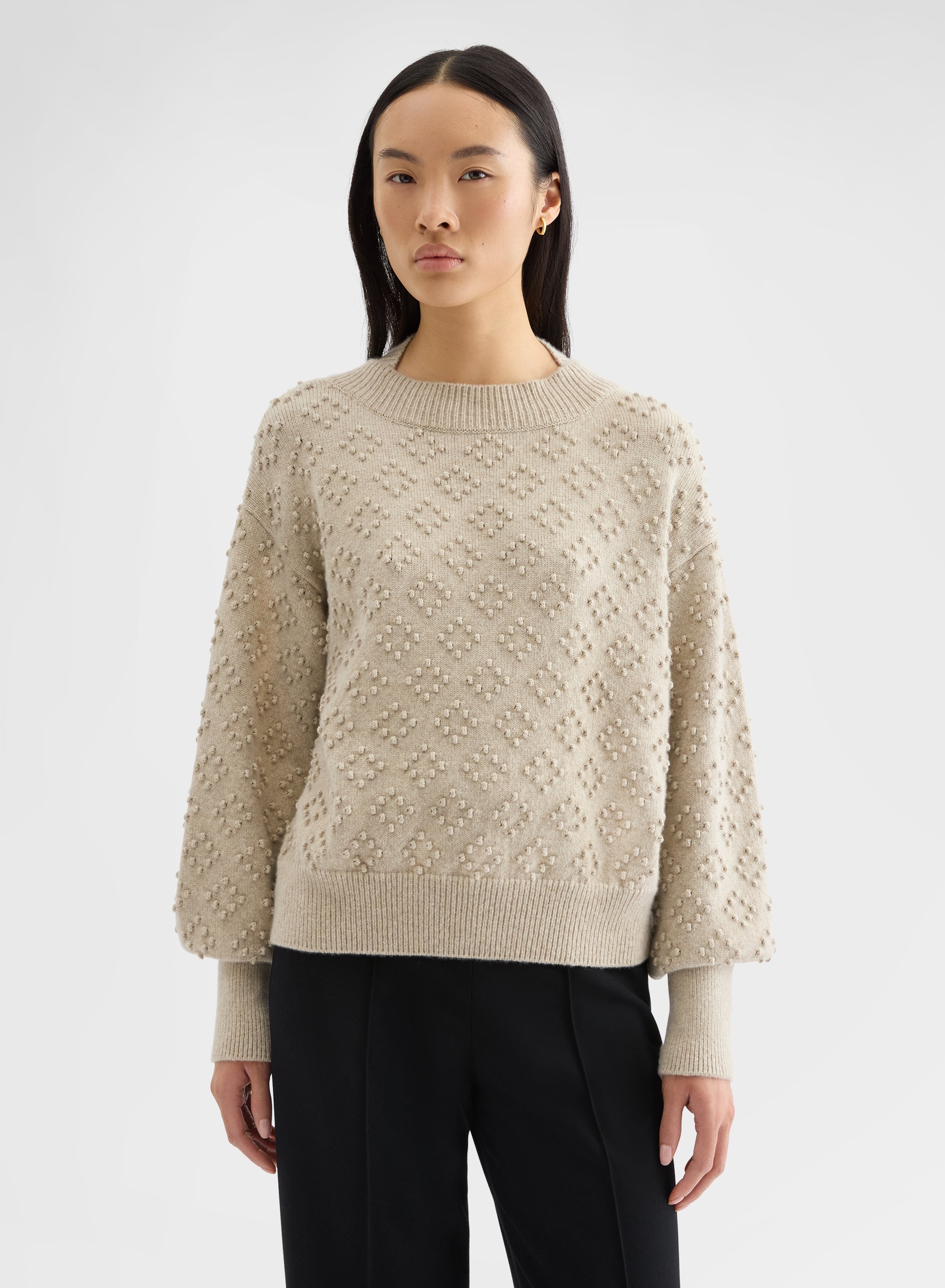 BRIGHT CASHMERE MULTI DOTS BOAT NECK SWEATER SNOW