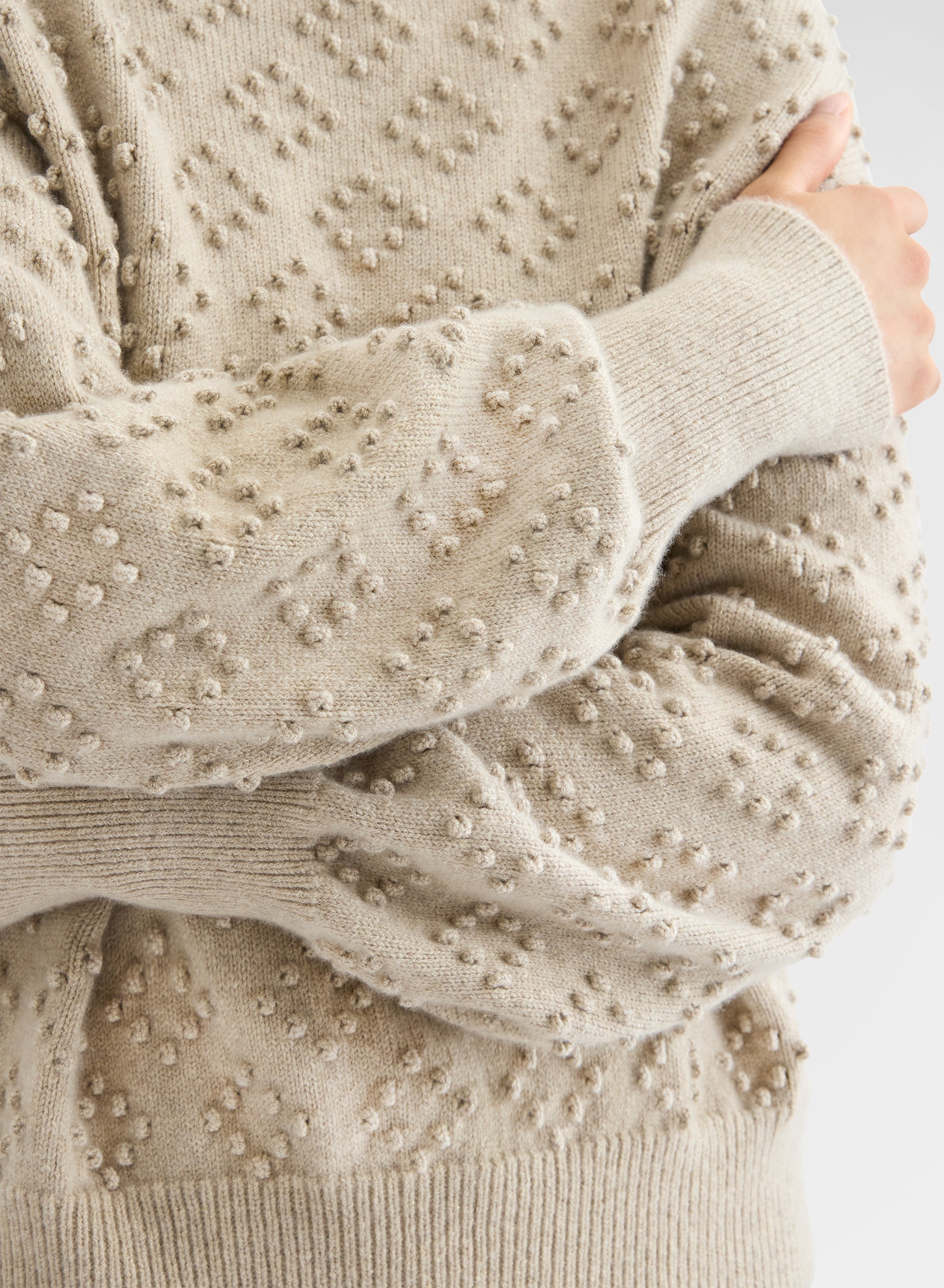 BRIGHT CASHMERE MULTI DOTS BOAT NECK SWEATER SNOW