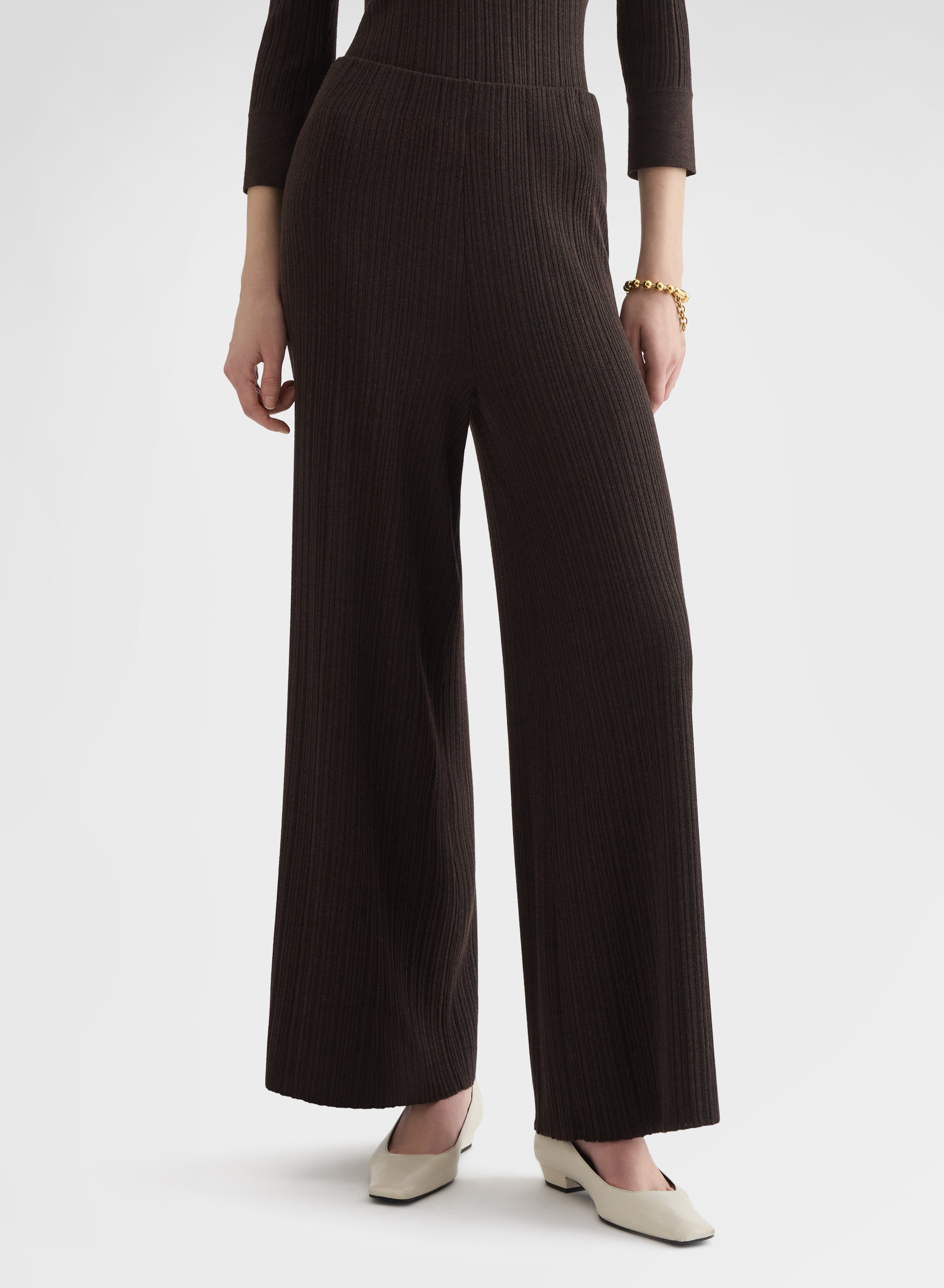 CORTECCIA STITCH HIGH WAISTED STRAIGHT PANTS EBONY