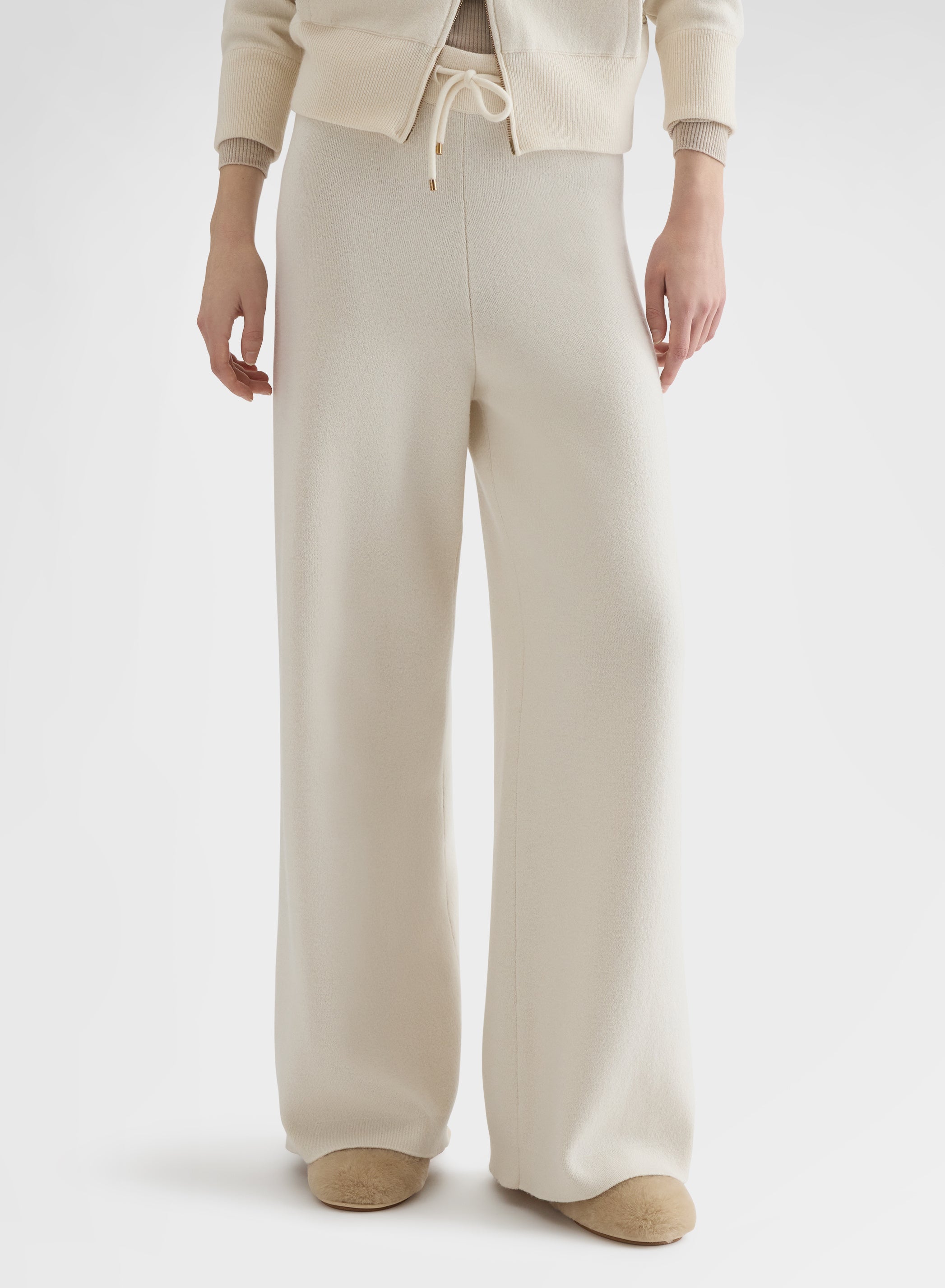 CASHMERE WOOL SILK JOGGERS WHITE