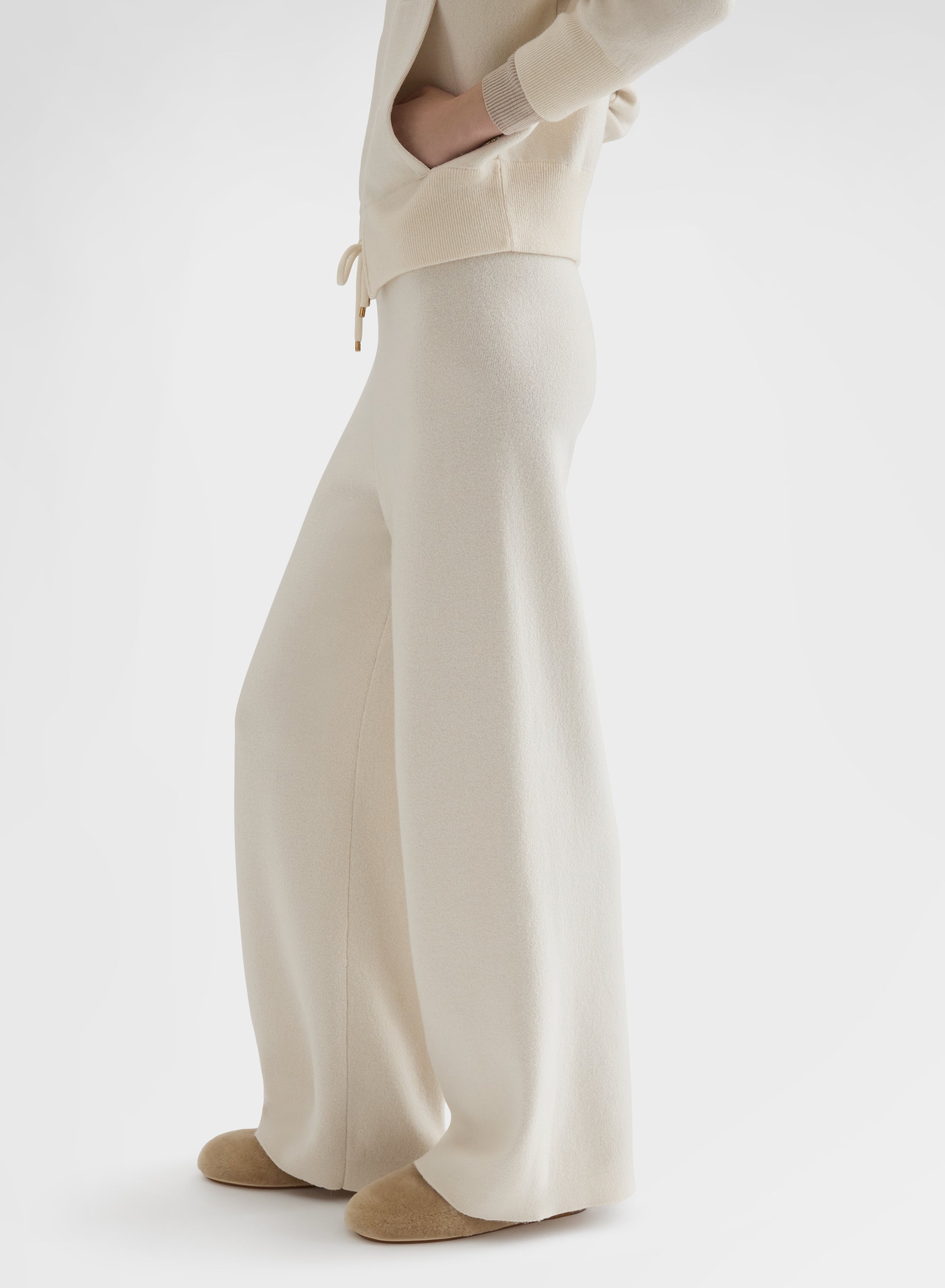 CASHMERE WOOL SILK JOGGERS WHITE