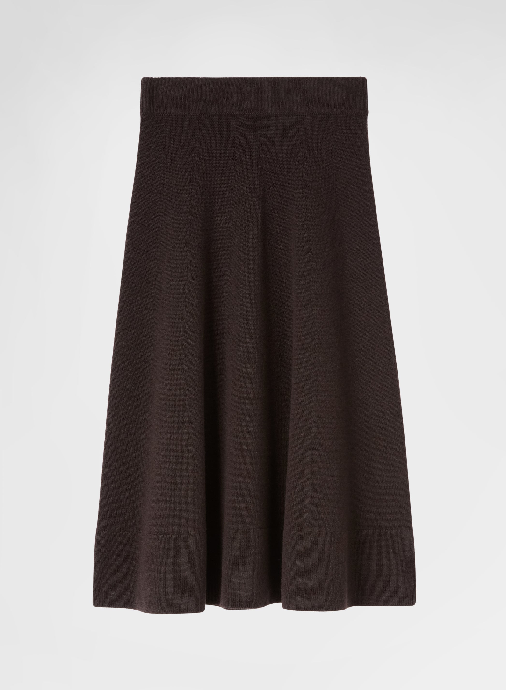 CASHMERE PLAIN KNIT HIGH WAISTED MIDI SKIRT EBONY