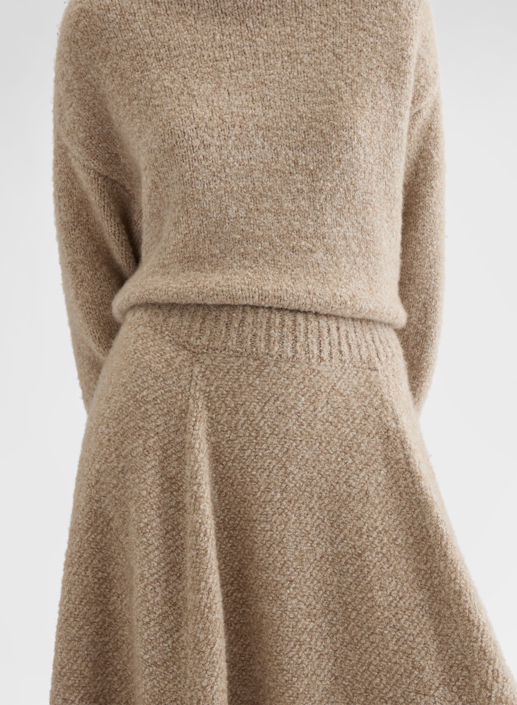 COCOON CASHMERE SILK BOUCLÉ SKIRT CHAMPAGNE