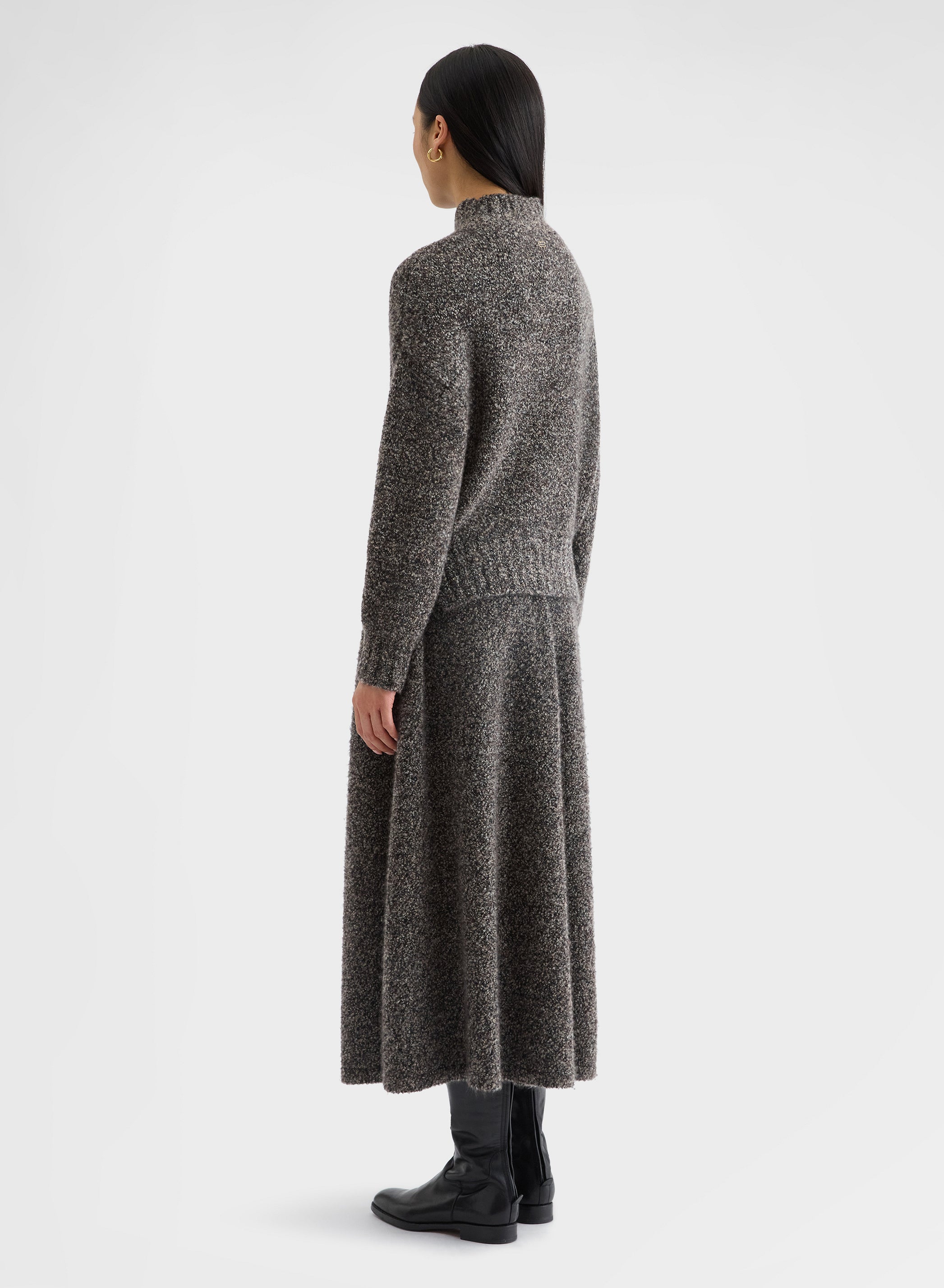 COCOON CASHMERE SILK BOUCLÉ SKIRT CHOCOLATE