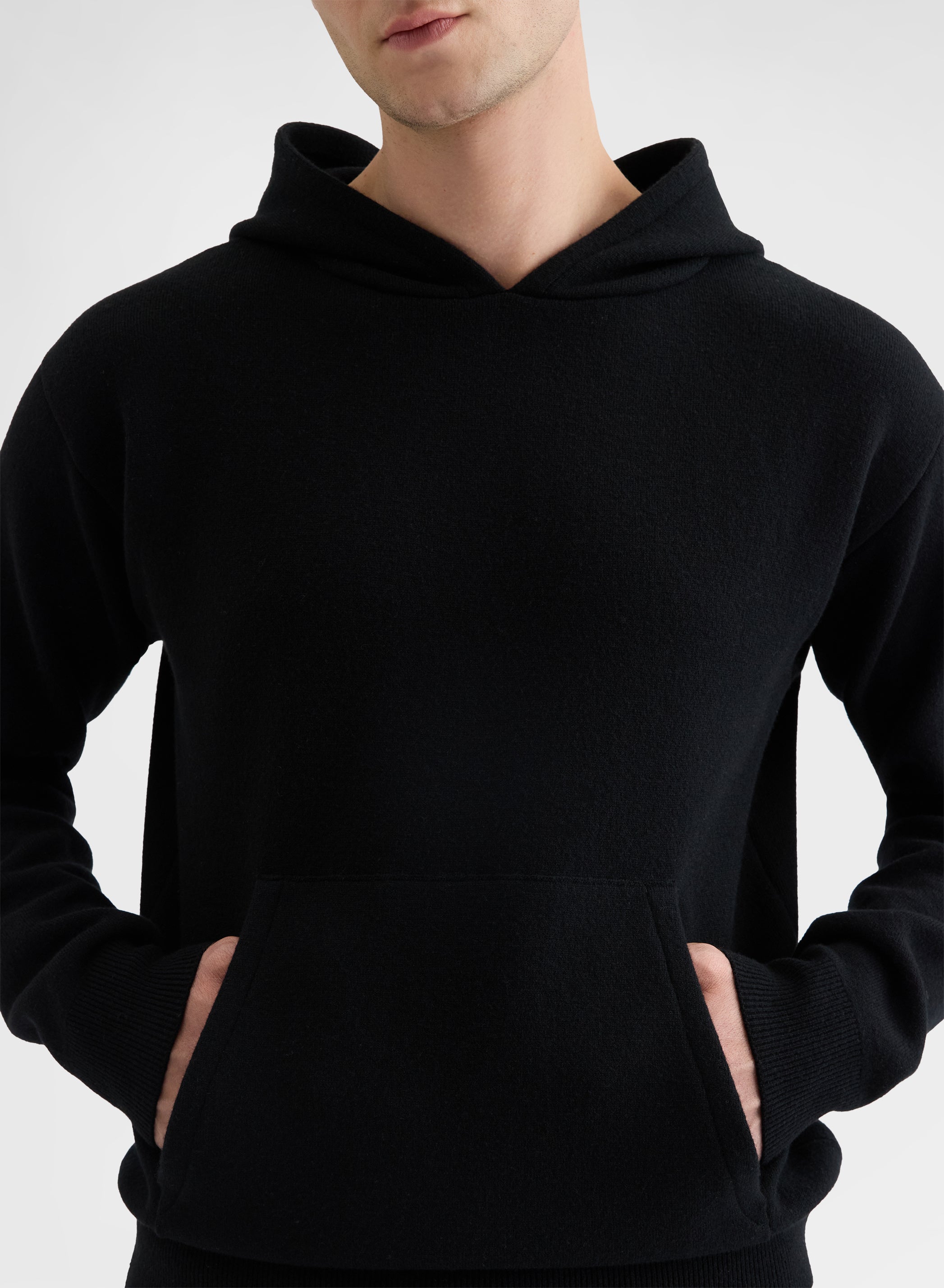 CASHMERE WOOL SILK HOODIE BLACK