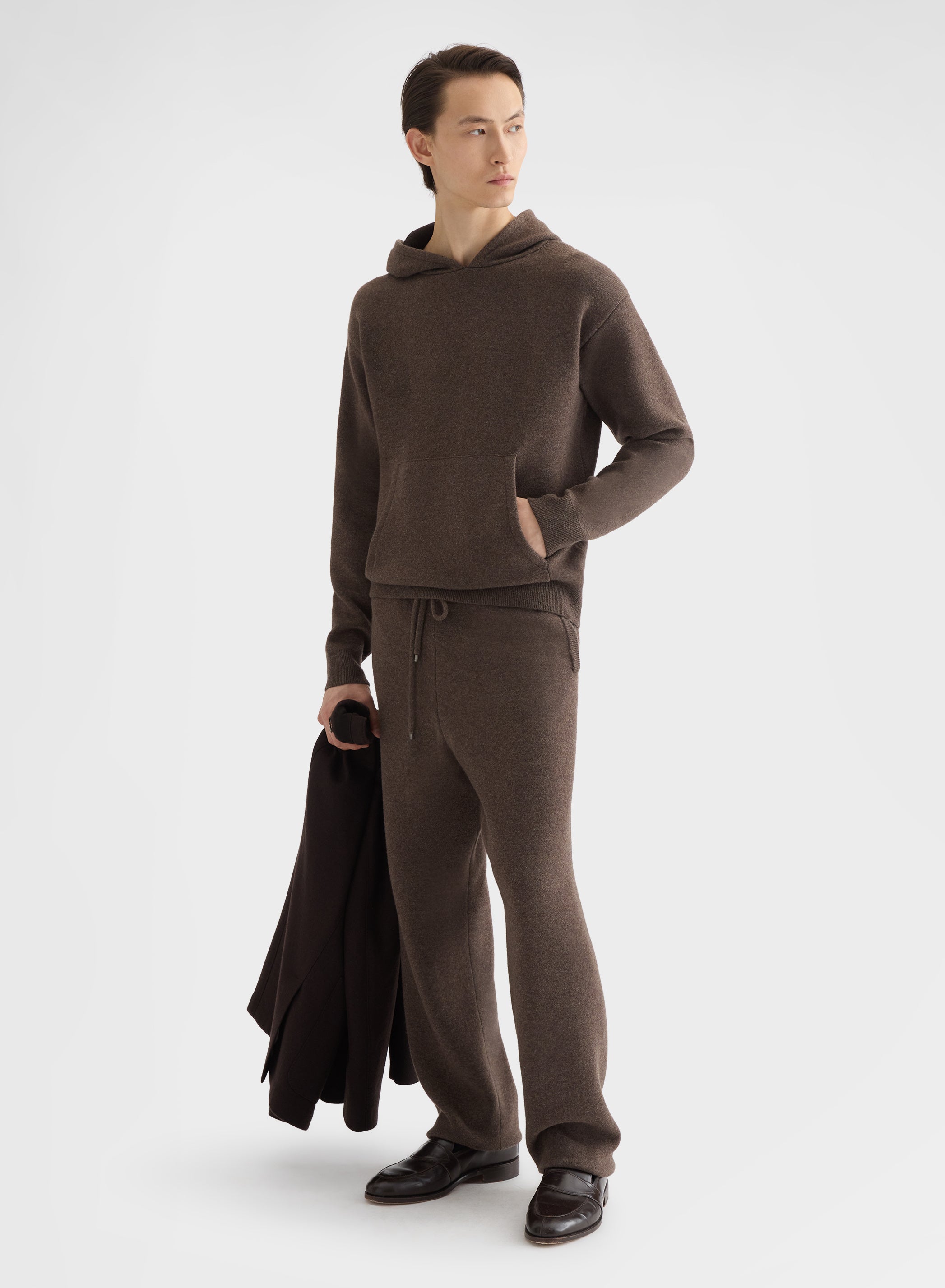 CASHMERE WOOL SILK HOODIE MOCHA