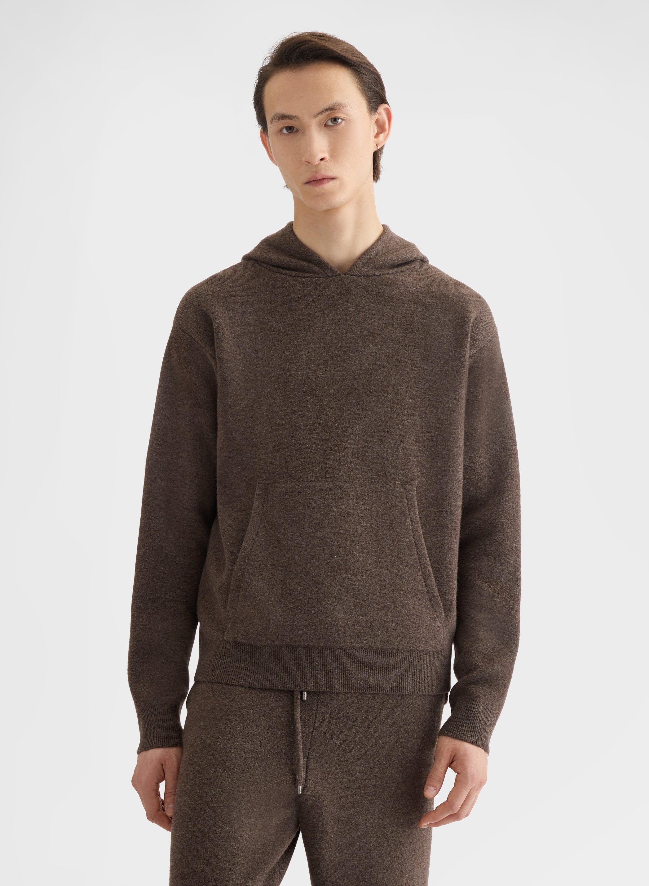CASHMERE WOOL SILK HOODIE MOCHA