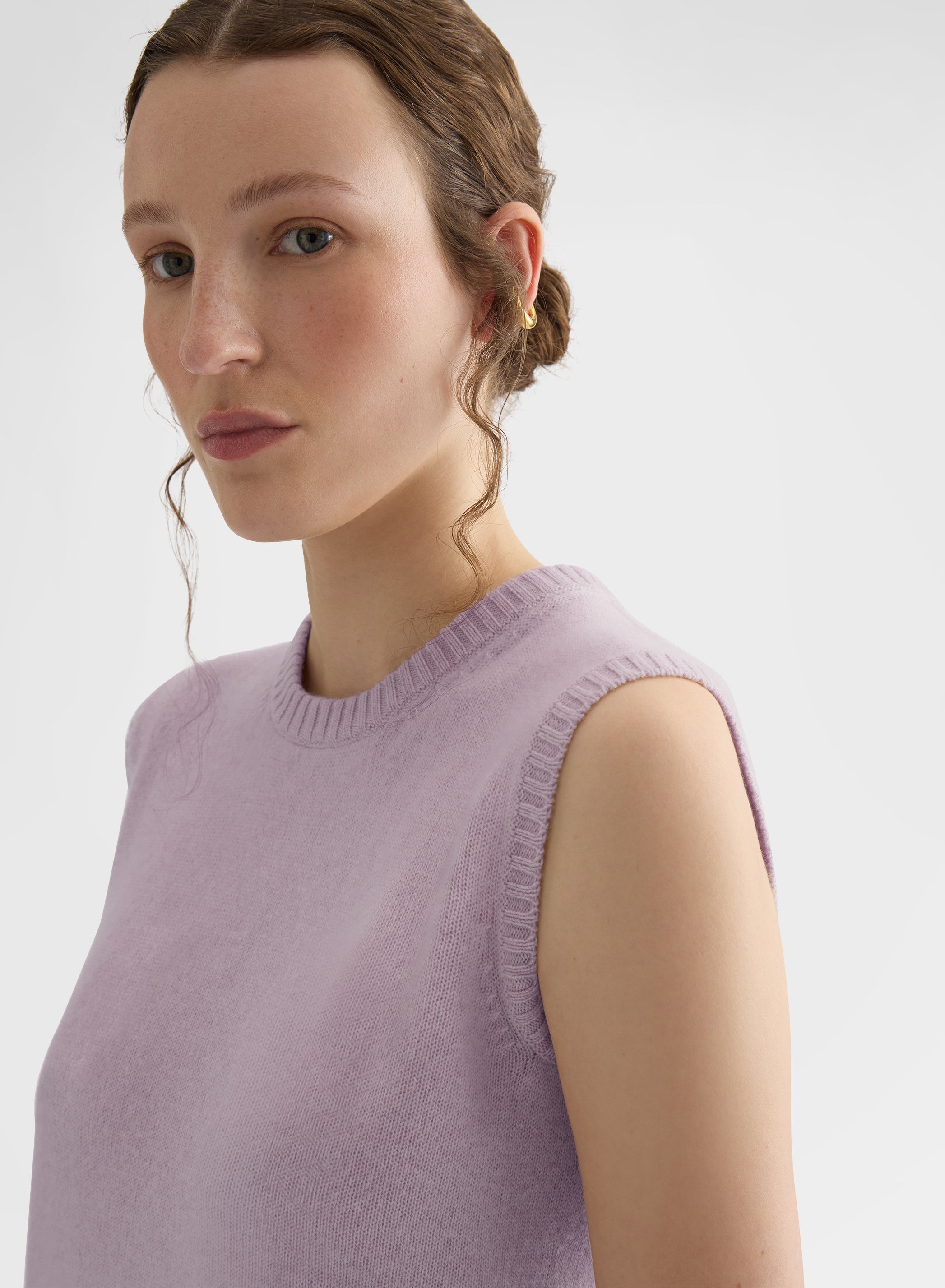 LIPSTICK CREWNECK TOP CASHMERE MAUVE