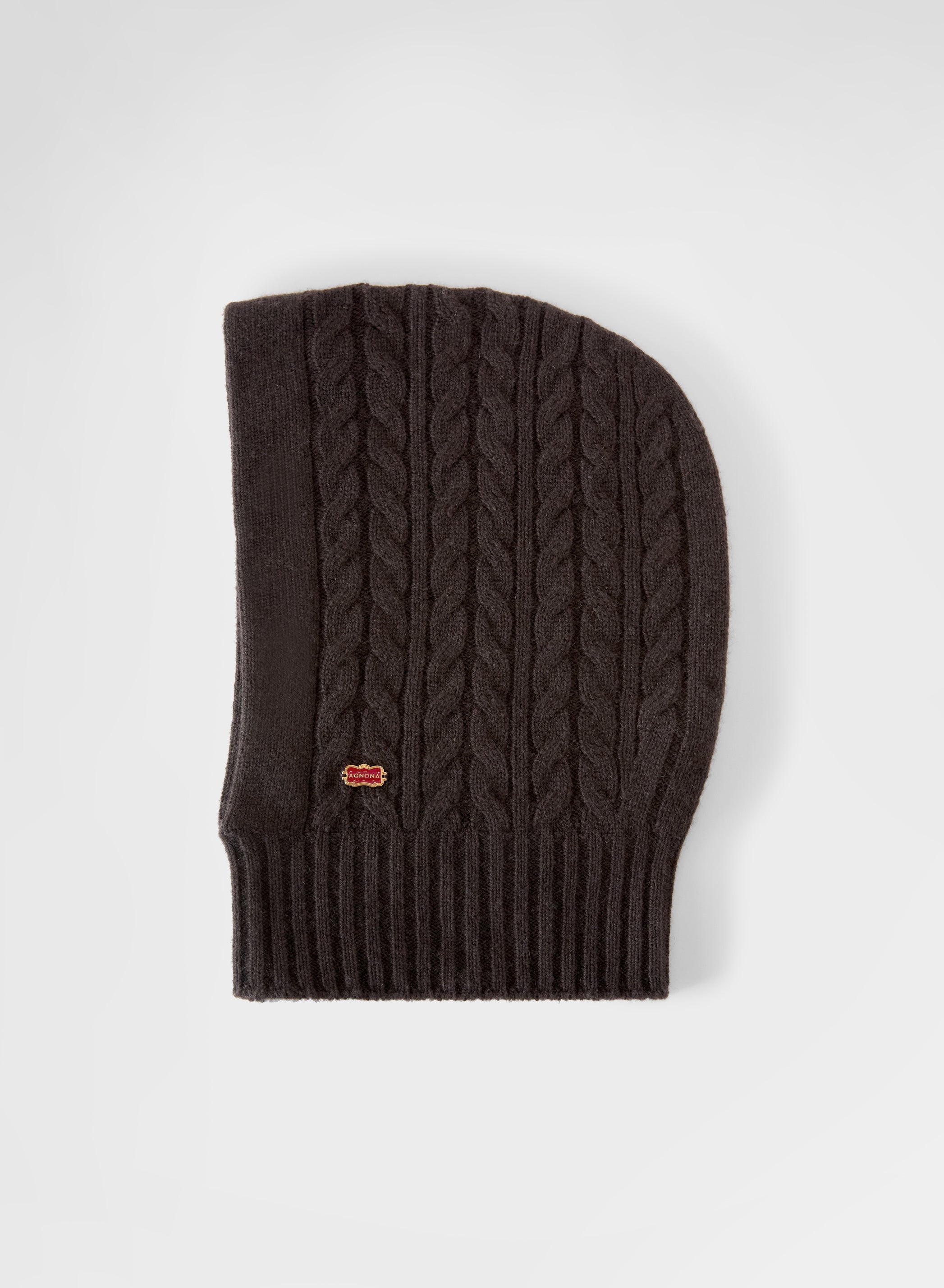 CASHMERE ICONIC CABLE BALACLAVA EBONY