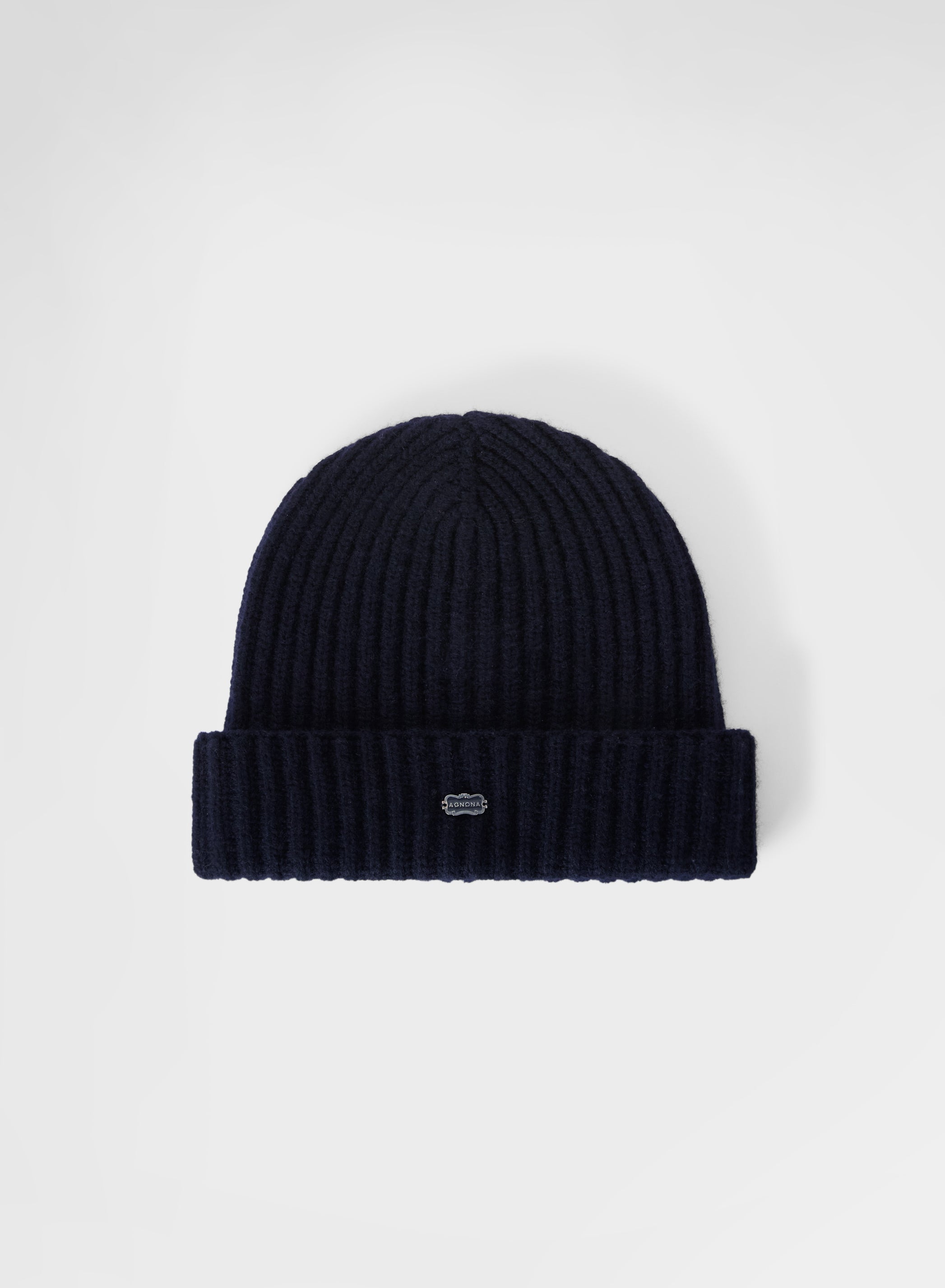 CASHMERE ENGLISH RIB BEANIE NIGHT