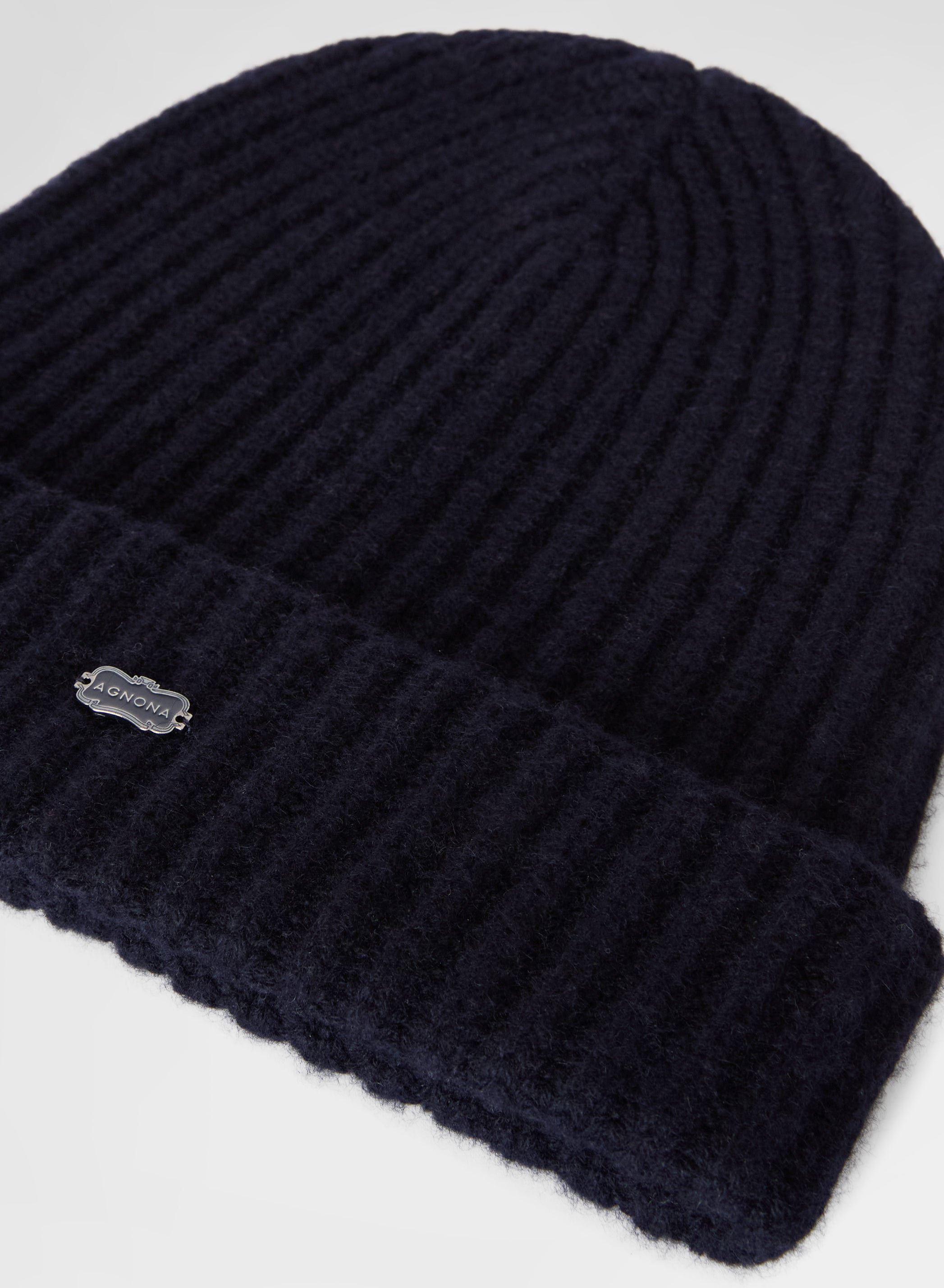 CASHMERE ENGLISH RIB BEANIE NIGHT