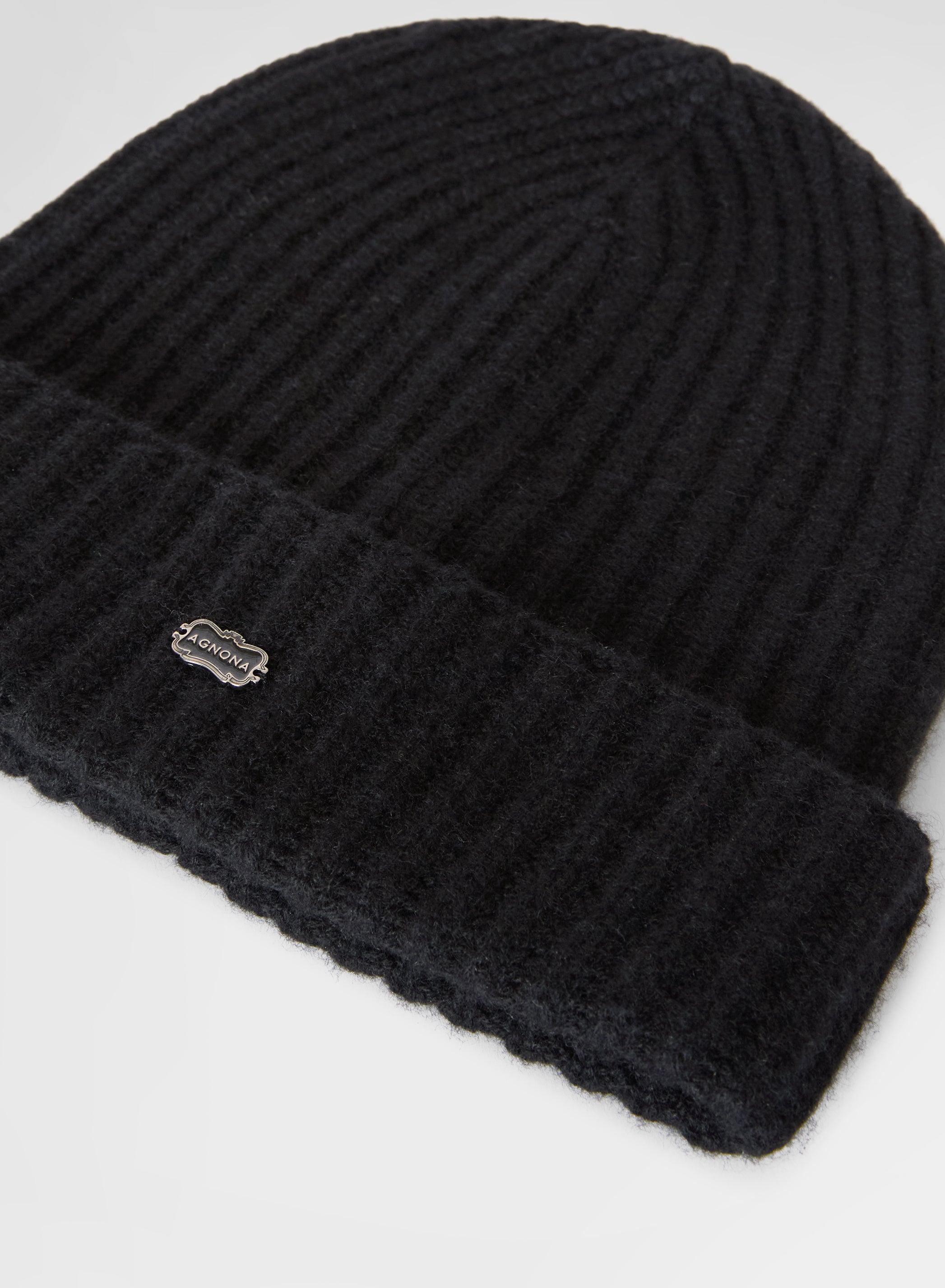 CASHMERE ENGLISH RIB BEANIE BLACK