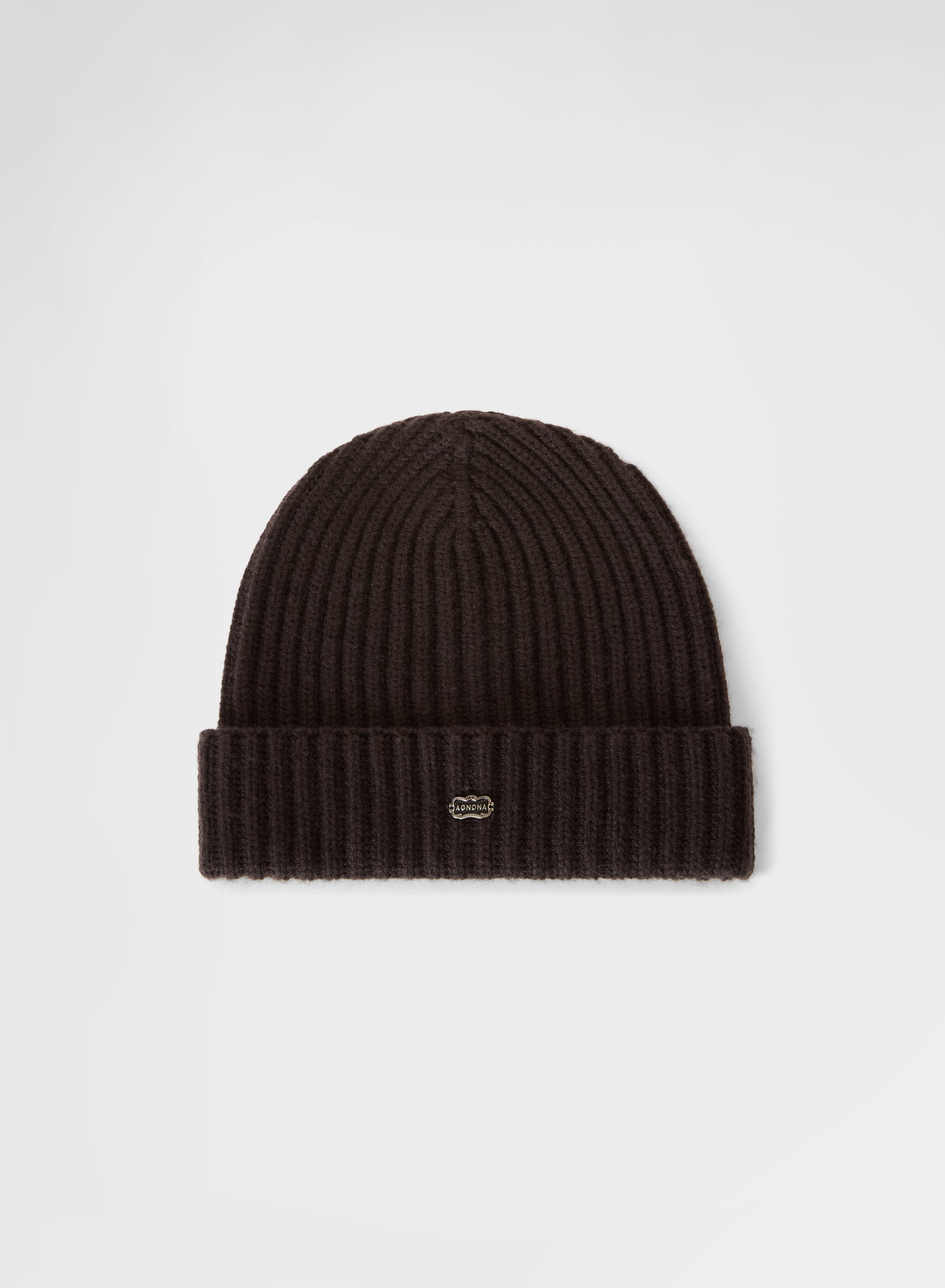 CASHMERE ENGLISH RIB BEANIE EBONY