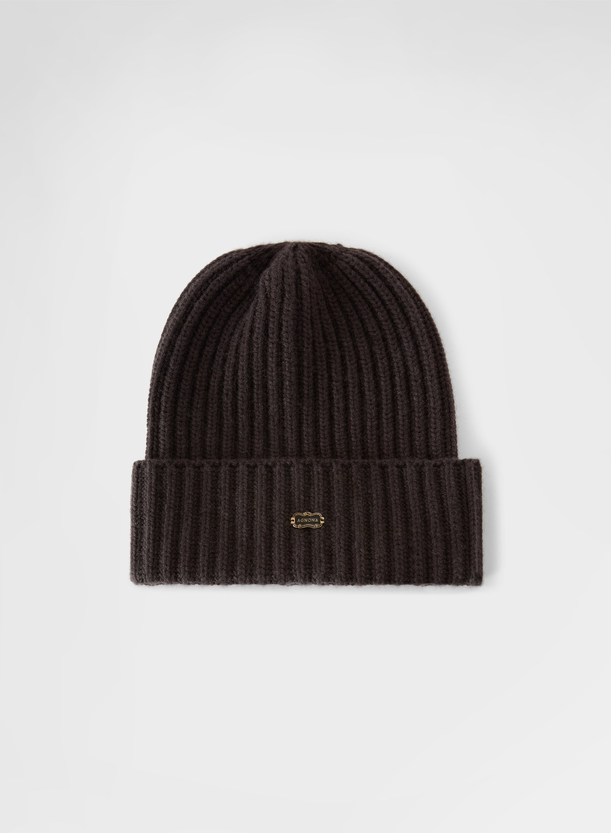 CASHMERE ENGLISH RIB BEANIE EBONY