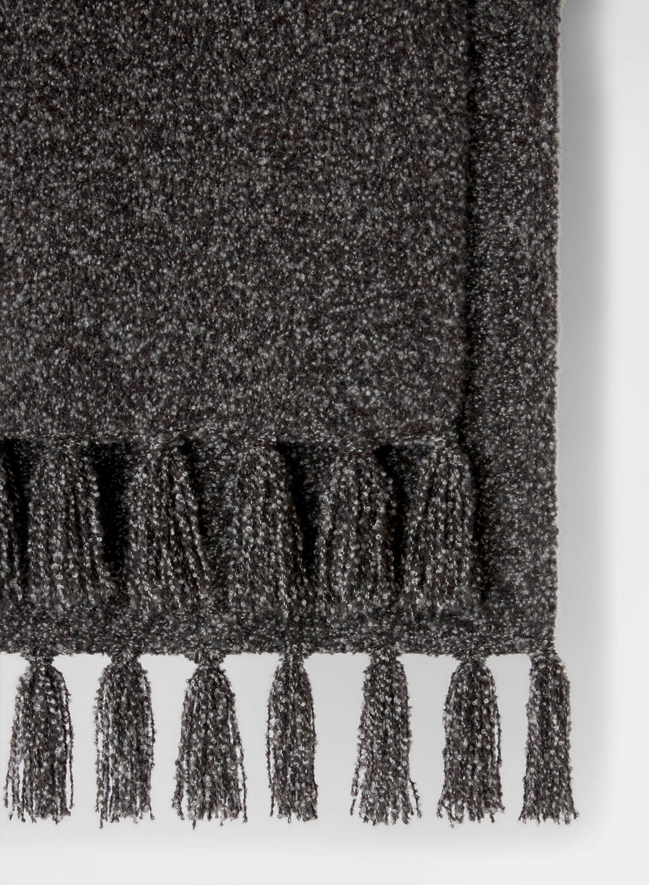 CASHMERE SILK BOUCLE KNITTED SCARF CHOCOLATE