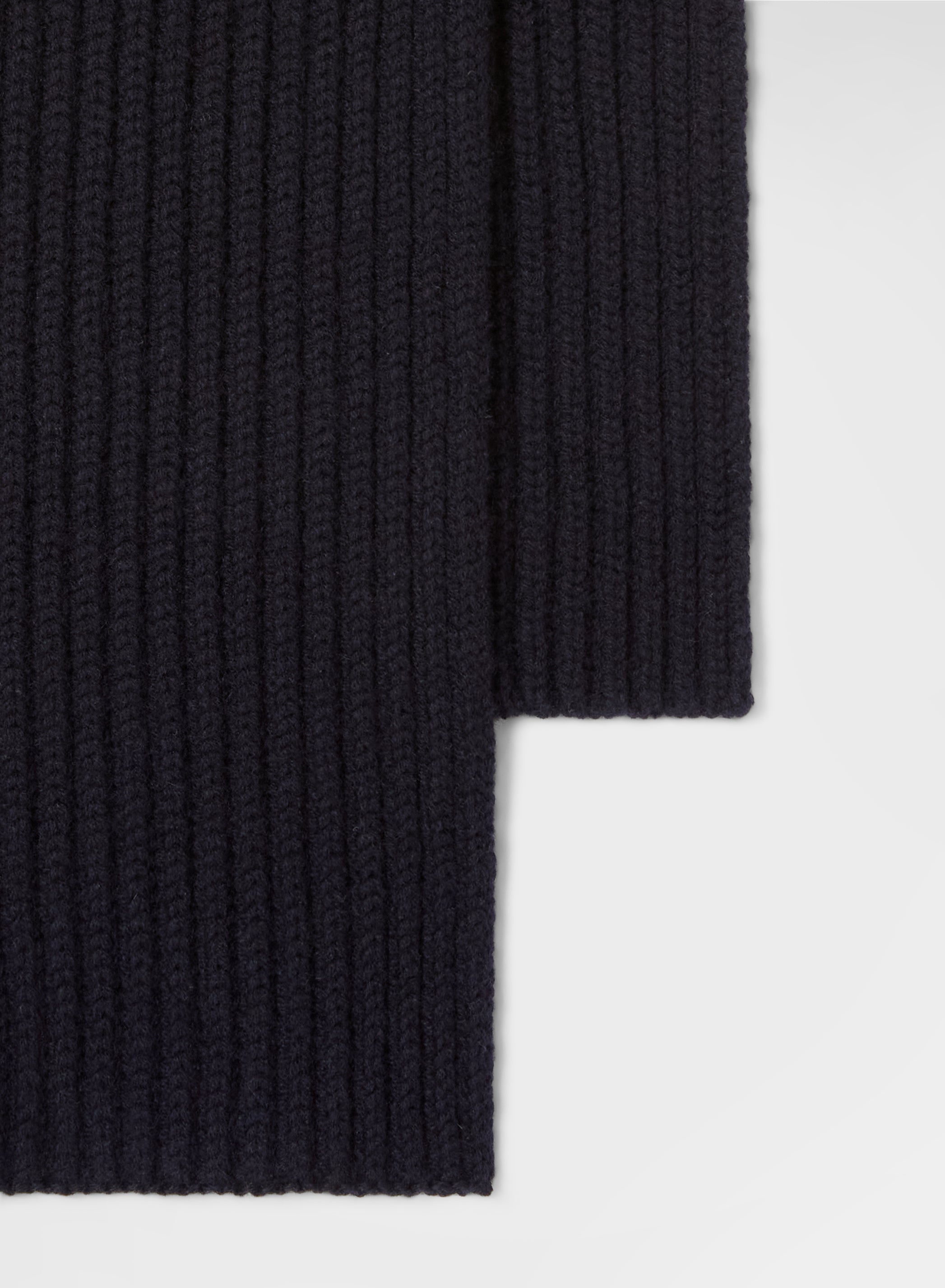 CASHMERE ENGLISH RIB KNITTED SCARF NIGHT