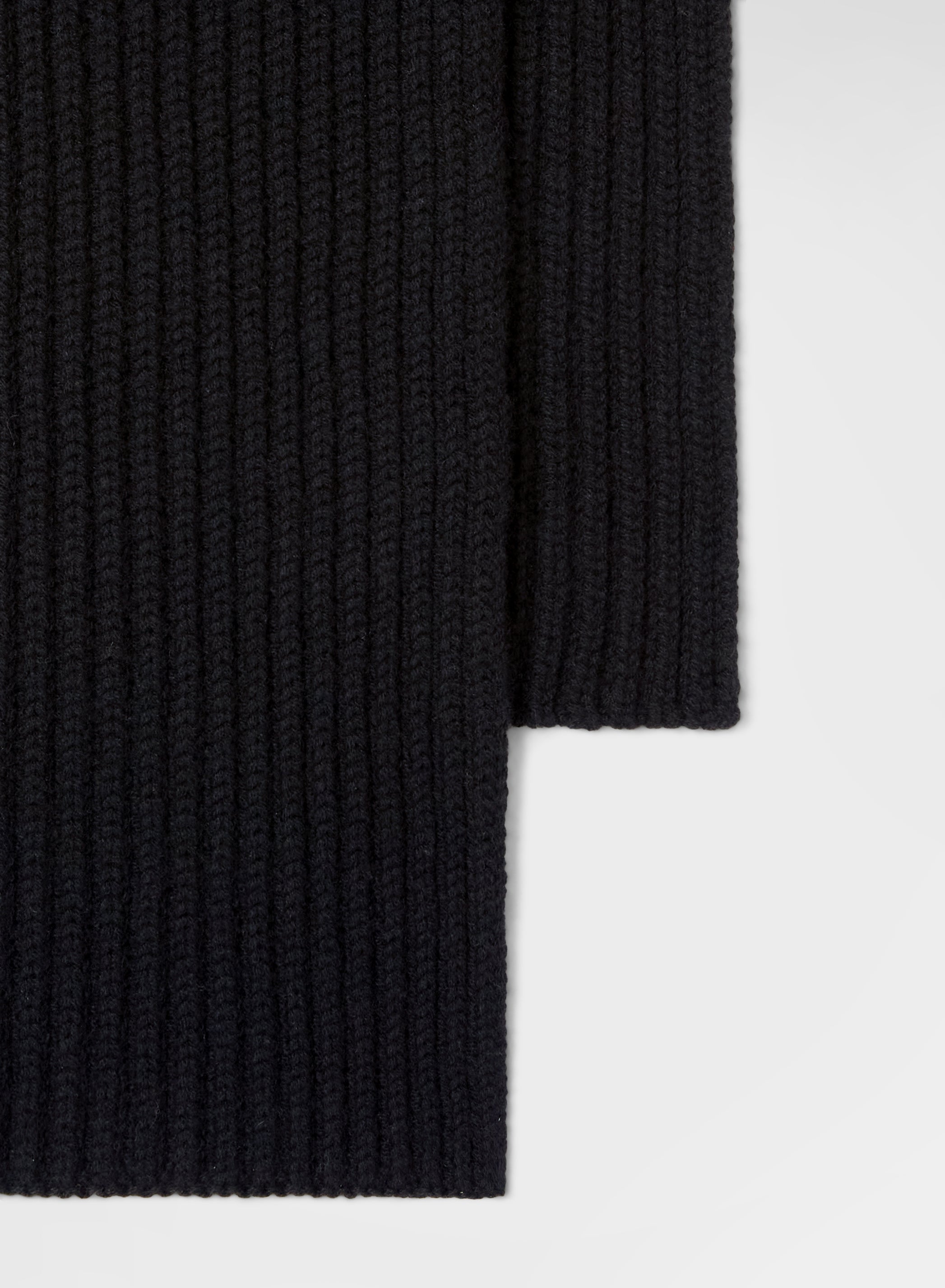 CASHMERE ENGLISH RIB KNITTED SCARF BLACK
