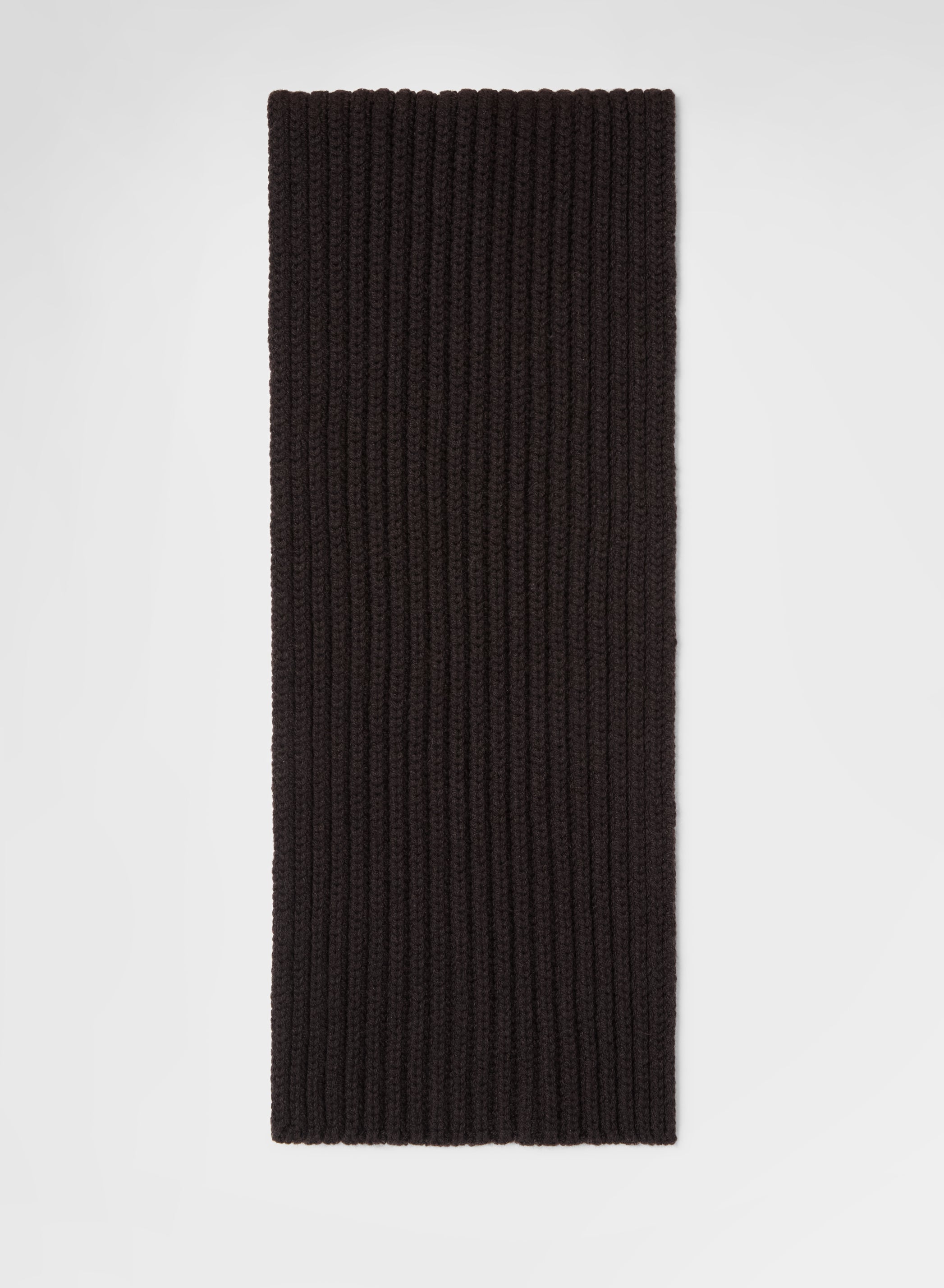 CASHMERE ENGLISH RIB KNITTED SCARF EBONY