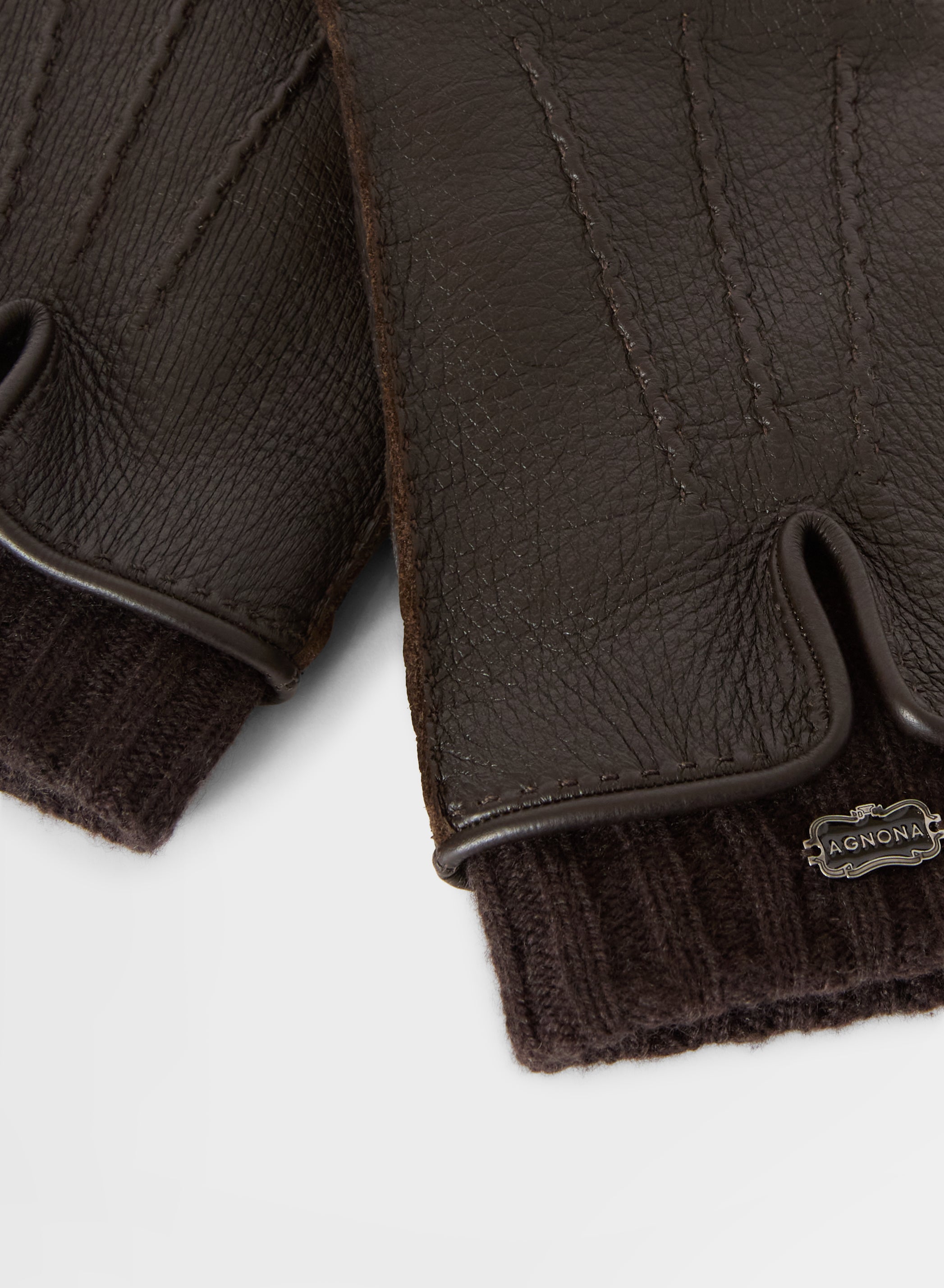 NAPPA LEATHER AND CASHMERE KNIT GLOVES EBONY