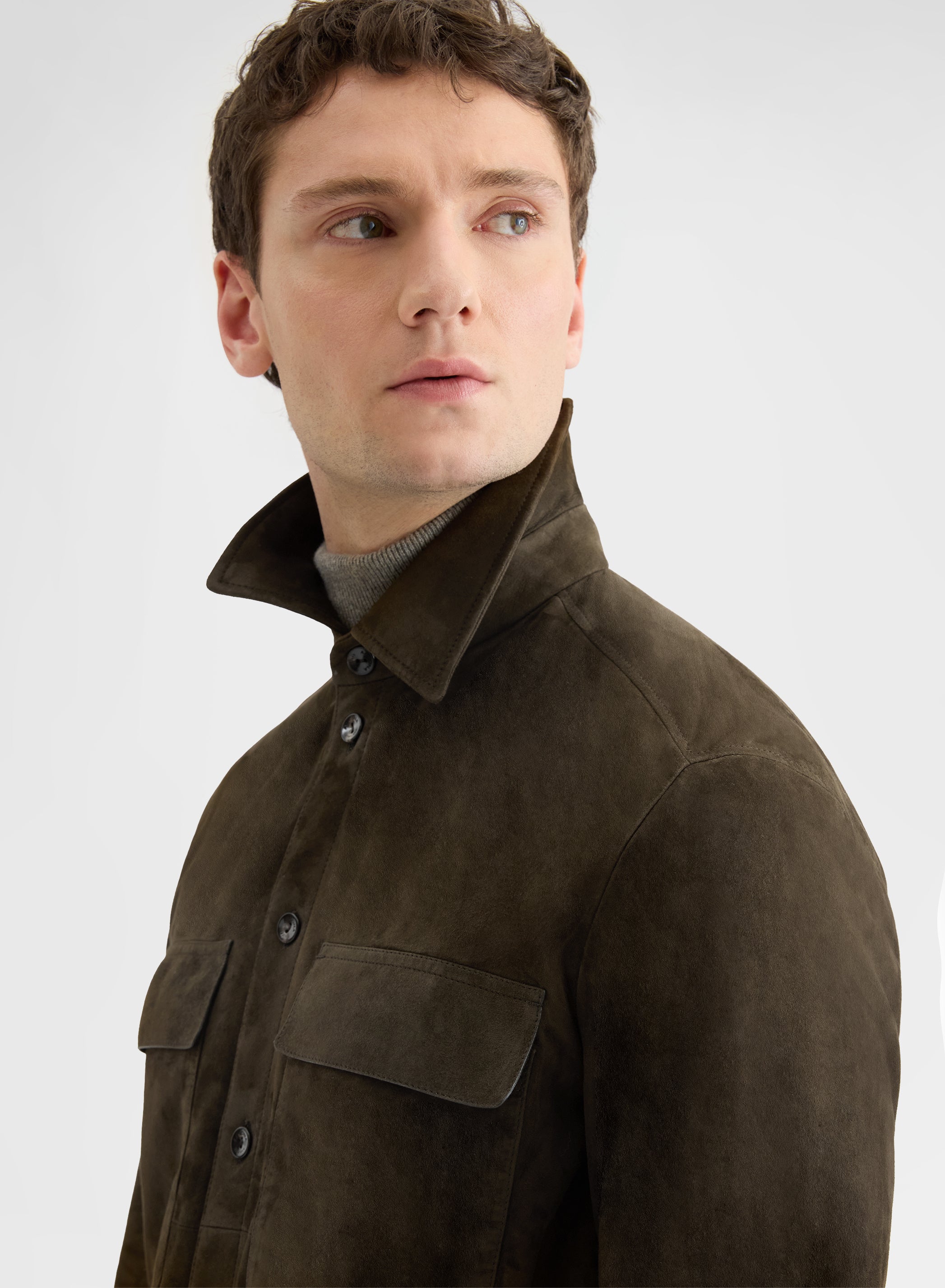 SUEDE UTILITY OVERSHIRT