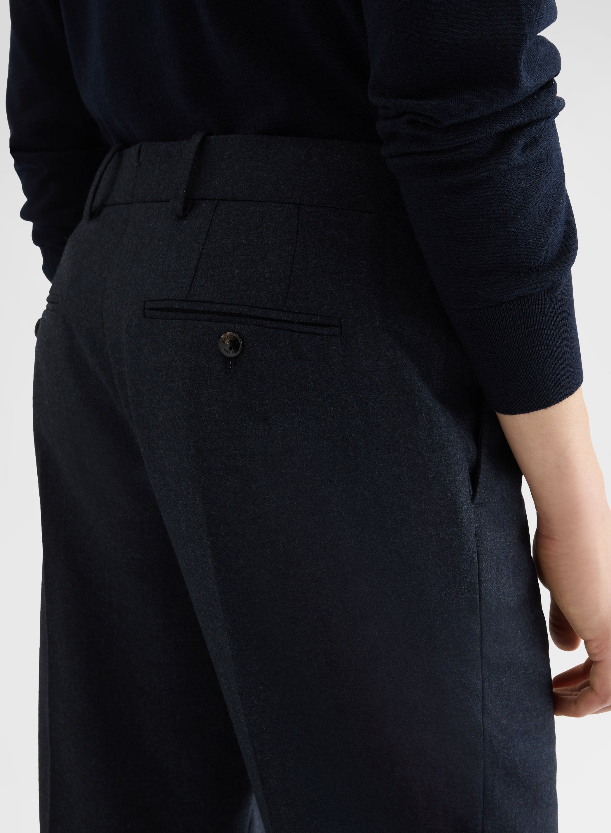 LIGHT WOOL FLANNEL FLAT FRONT STRAIGHT TROUSERS NIGHT