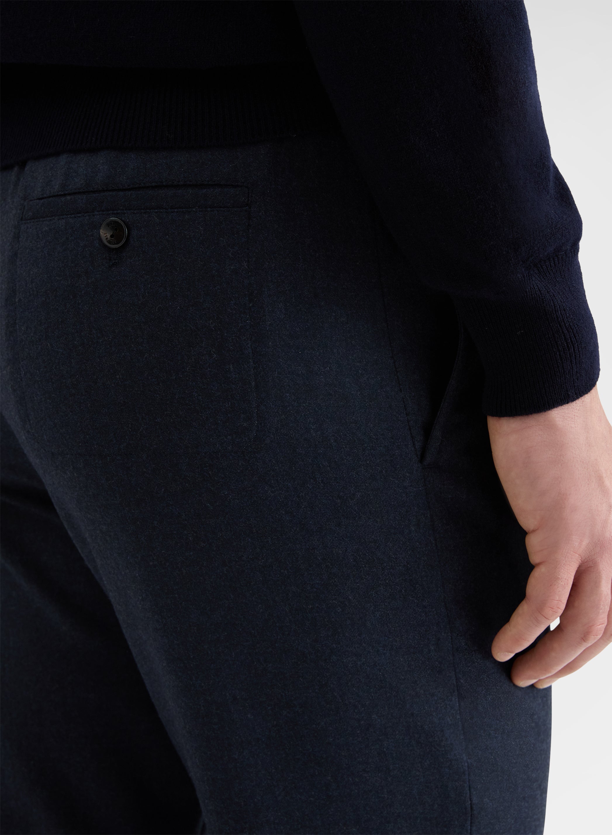 LIGHT WOOL FLANNEL JOGGER STRAIGHT TROUSERS NIGHT