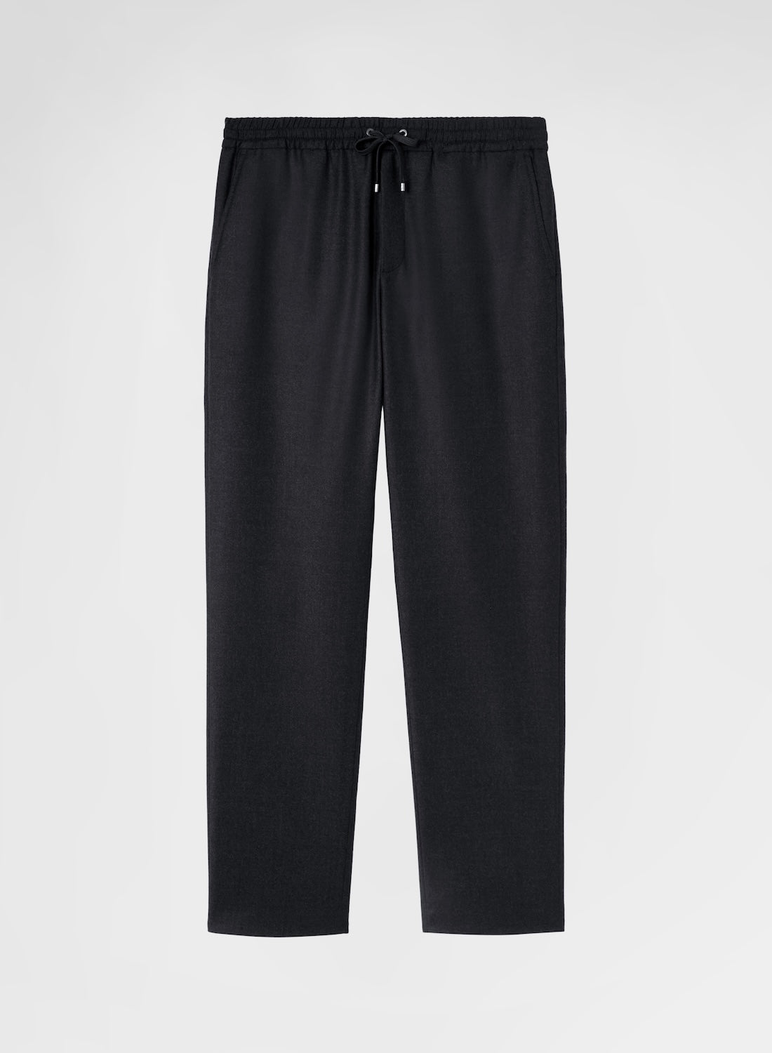 LIGHT WOOL FLANNEL JOGGER STRAIGHT TROUSERS CHARCOAL