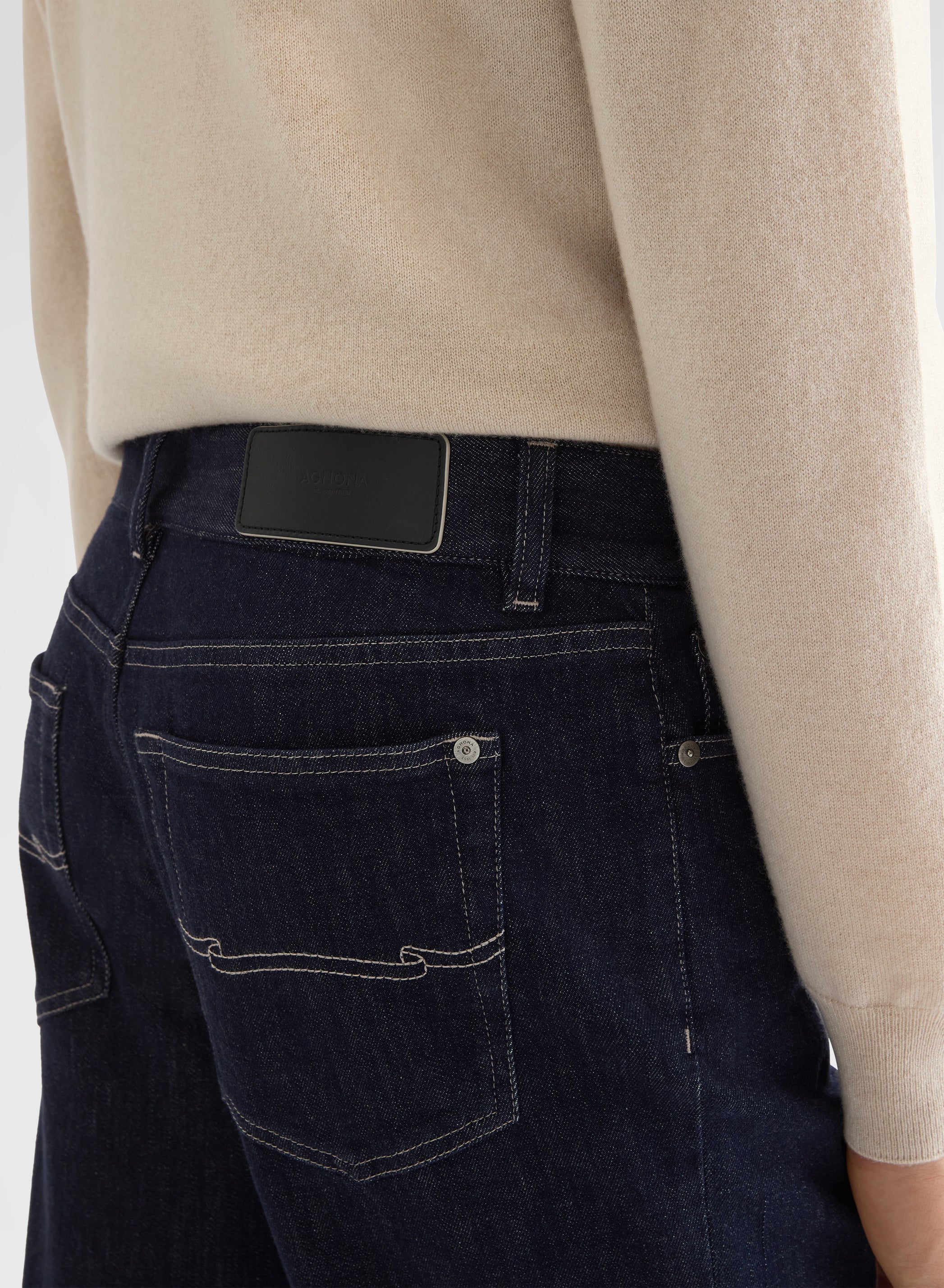 COTTON CASHMERE DENIM TROUSERS NIGHT