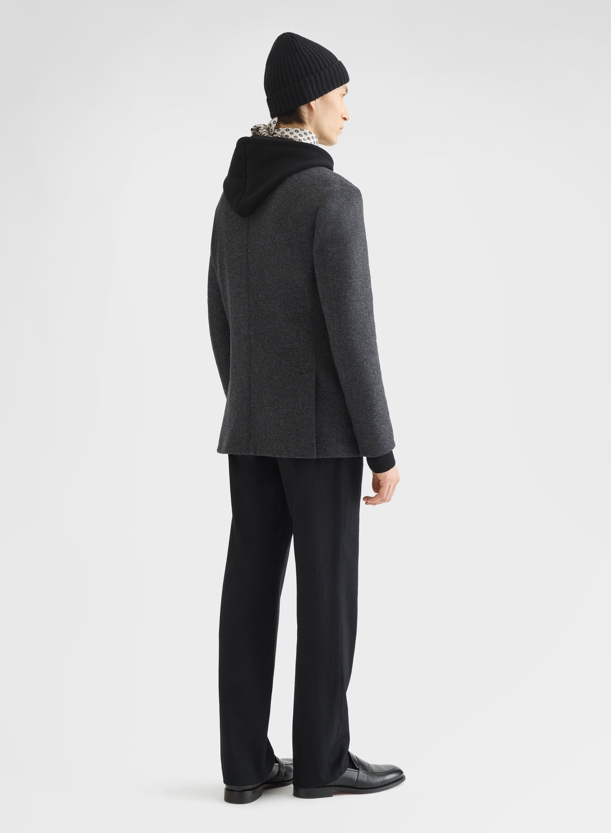 COTTON CASHMERE DENIM 5 POCKET STRAIGHT TROUSERS BLACK