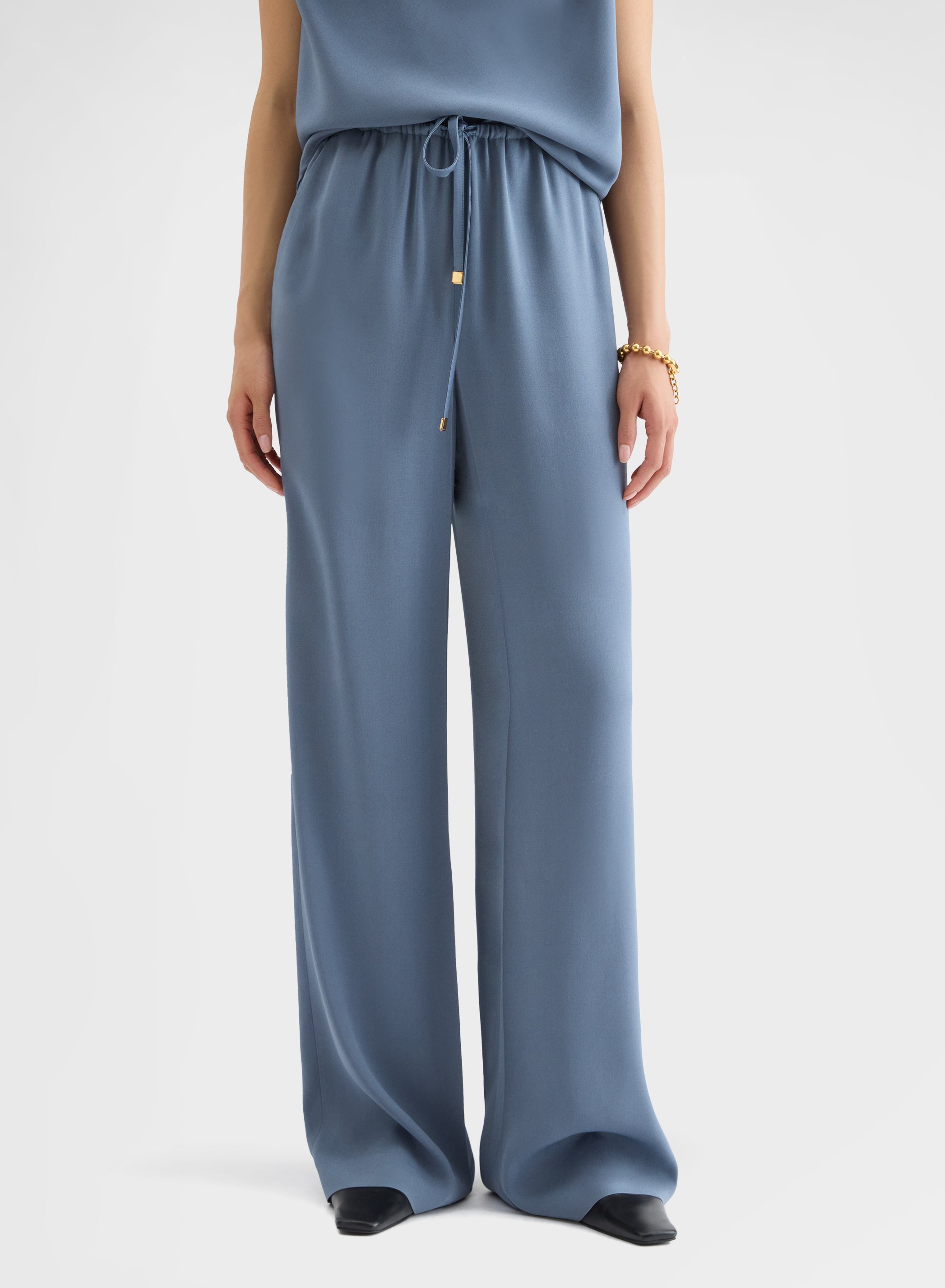 MATT SILK BLEND DRAWSTRING JOGGERS DARK POWDER
