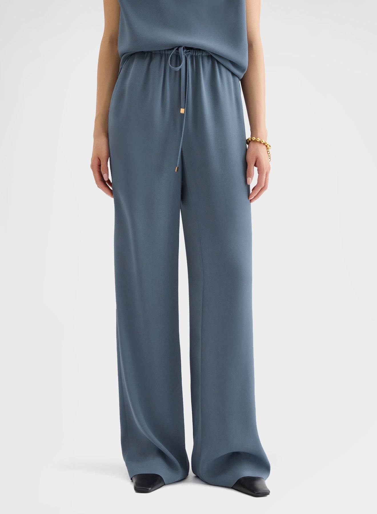 MATT SILK BLEND DRAWSTRING JOGGERS DARK POWDER