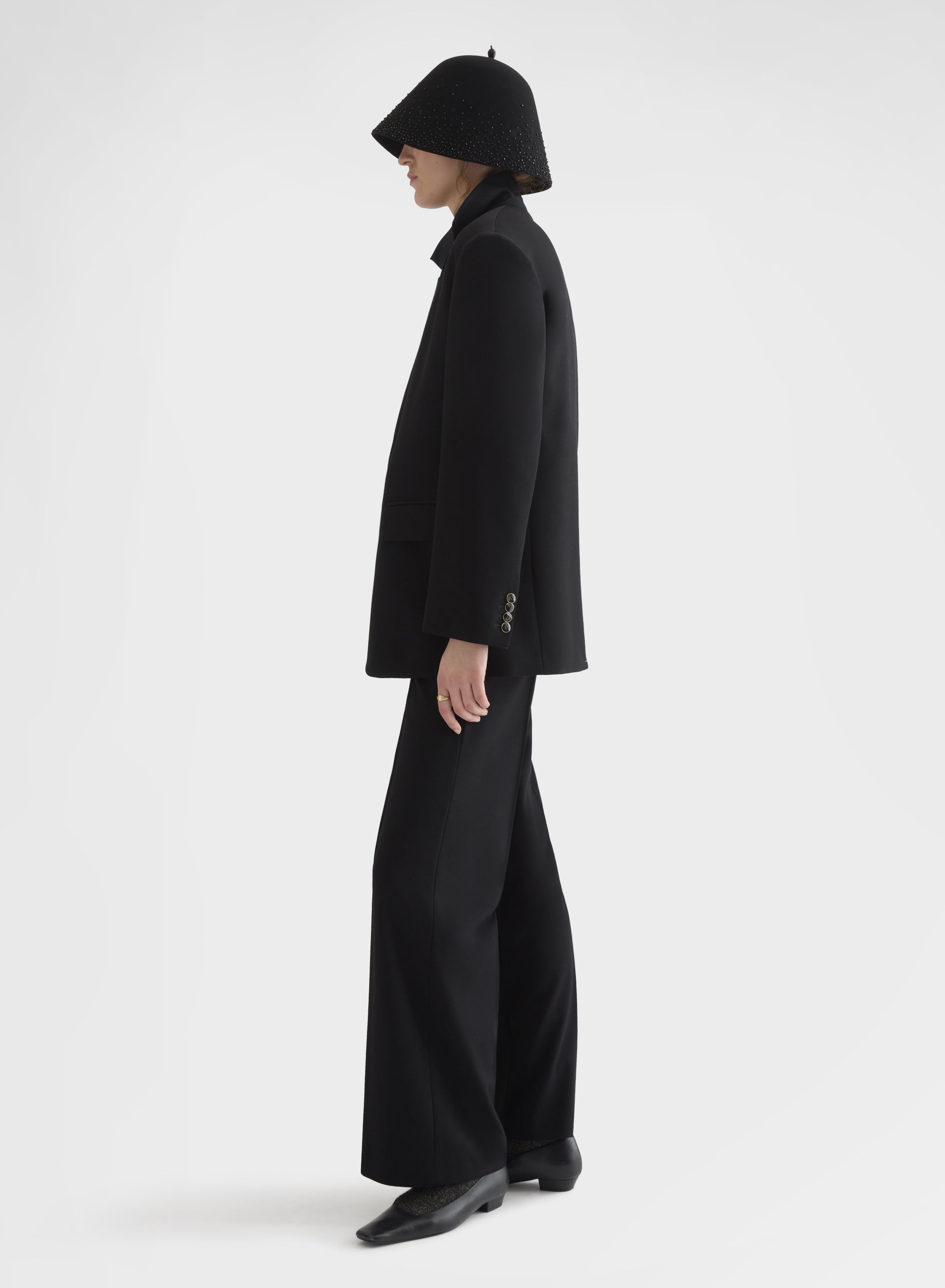 FLUID WOOL NEW YORK STRAIGHT PANTS BLACK