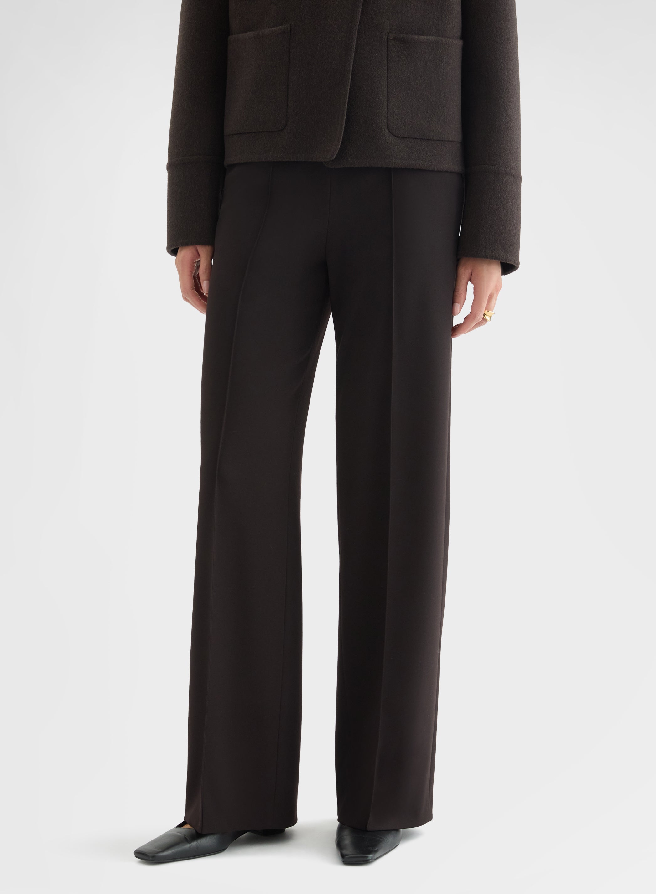 FLUID WOOL NEW YORK STRAIGHT PANTS EBONY