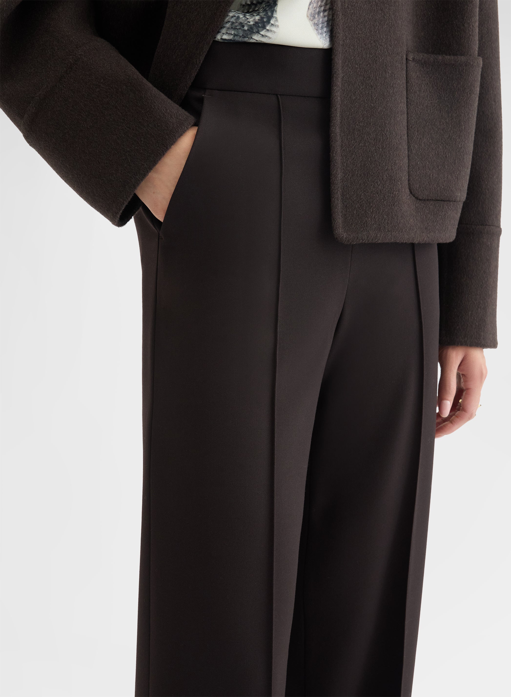 FLUID WOOL NEW YORK STRAIGHT PANTS EBONY
