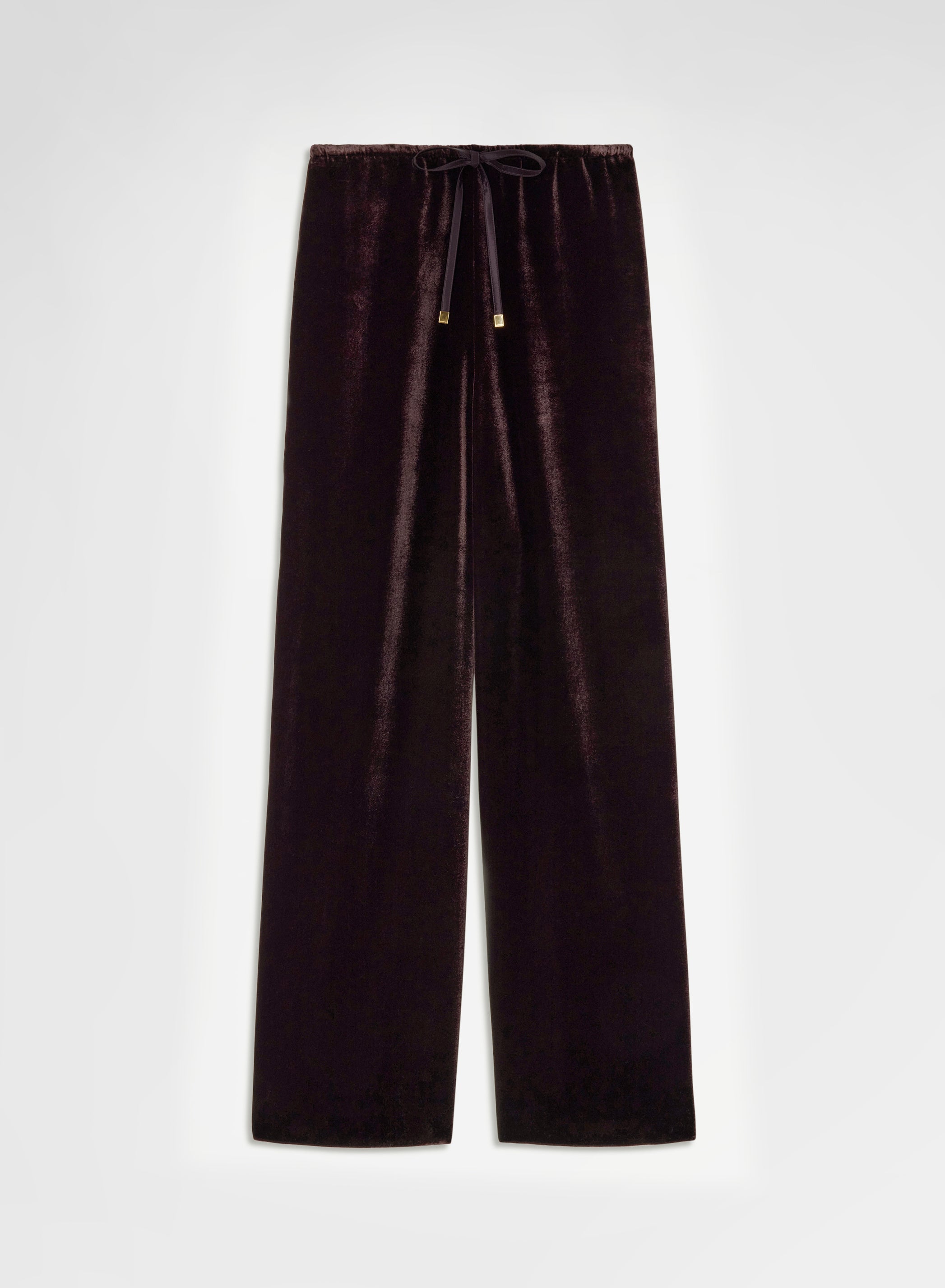 SILK BLEND VELVET DRAWSTRING PANTS BURGUNDY