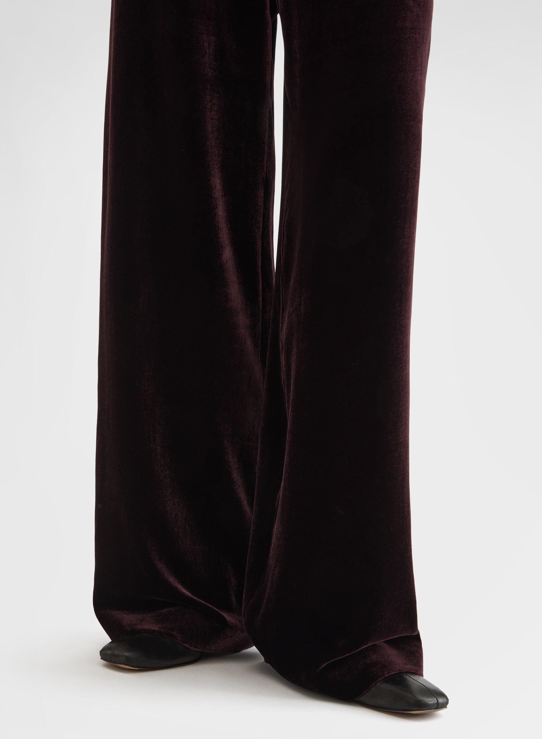 SILK BLEND VELVET DRAWSTRING PANTS BURGUNDY
