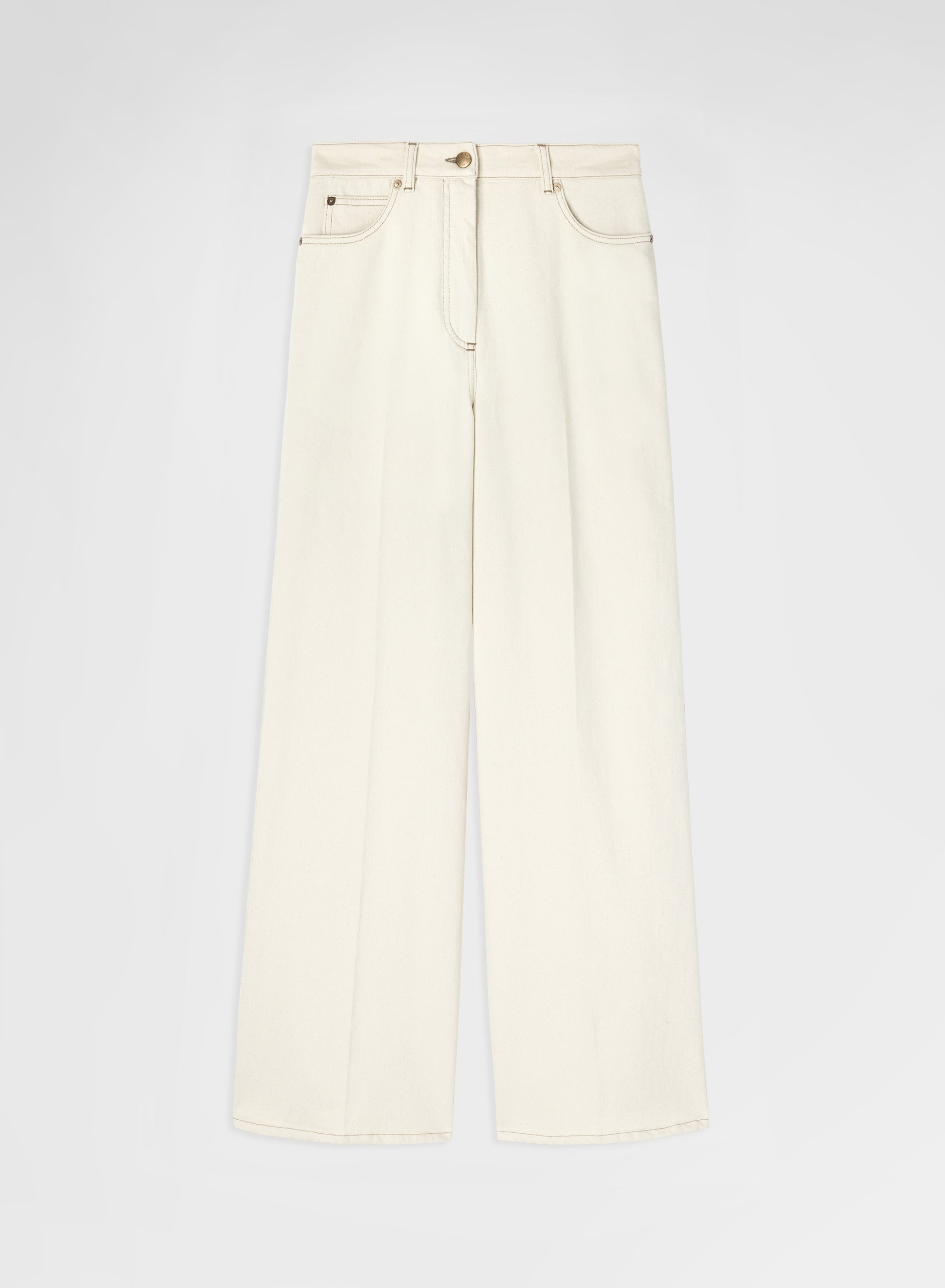 COTTON CASHMERE DENIM HIGH WAISTED JEANS
